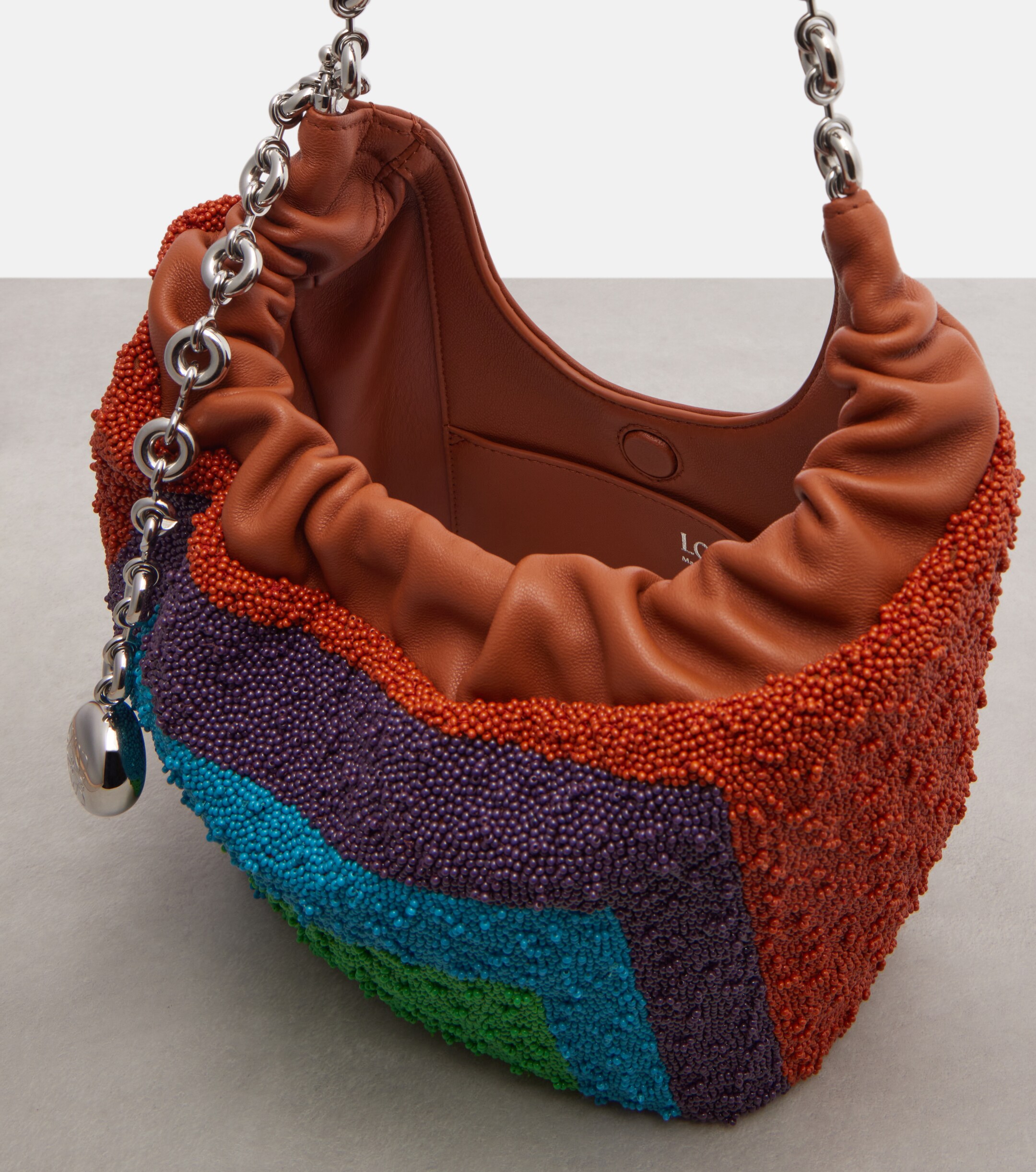 Loewe Squeeze Mini beaded leather top-handle bag