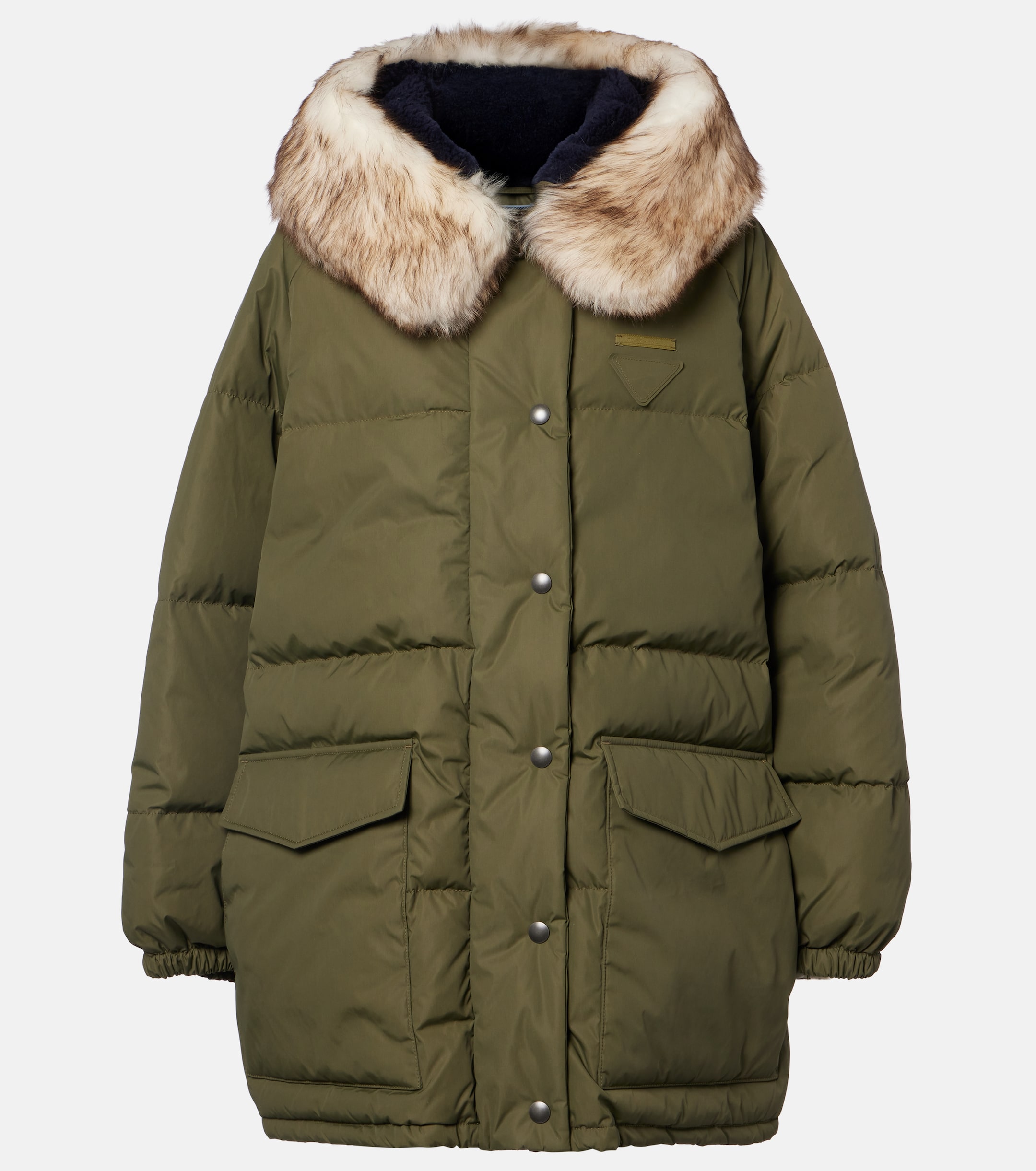 Prada - Re-Nylon shearling-trimmed down coat | Plush