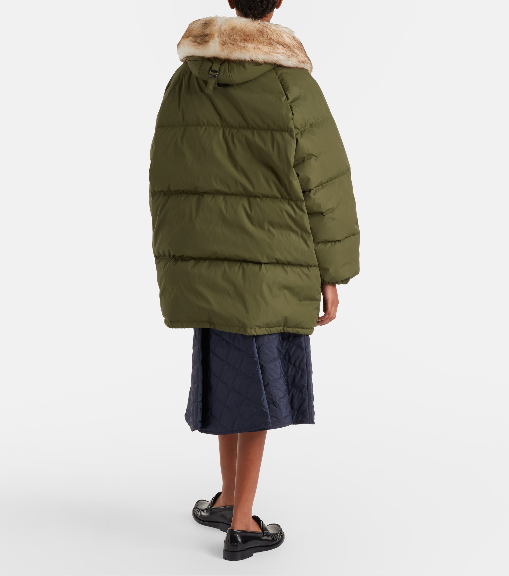 【最終値下】PRADA オリーブグリーン ダウンコート　38 Prada - Re-Nylon shearling-trimmed down coat | Plush
