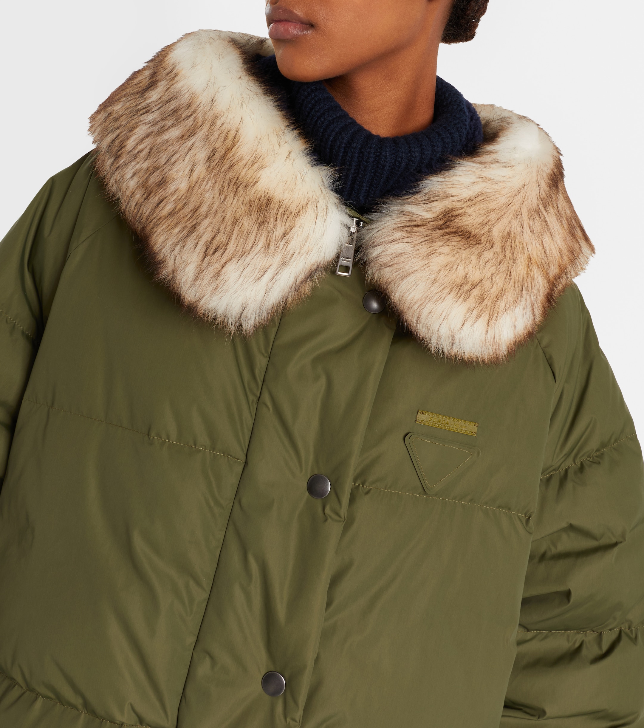 Prada - Re-Nylon shearling-trimmed down coat | Plush