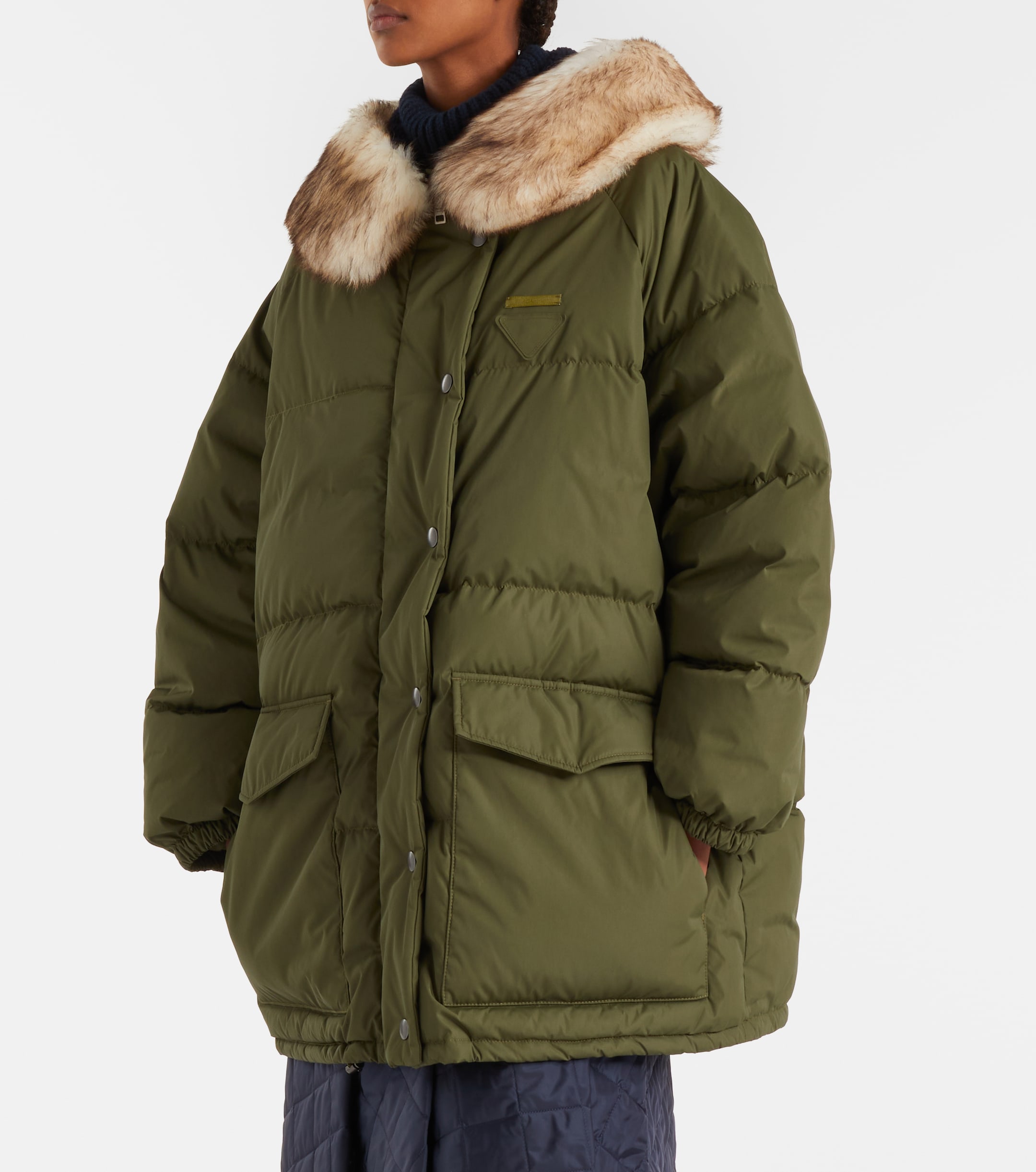 Prada - Re-Nylon shearling-trimmed down coat | Plush