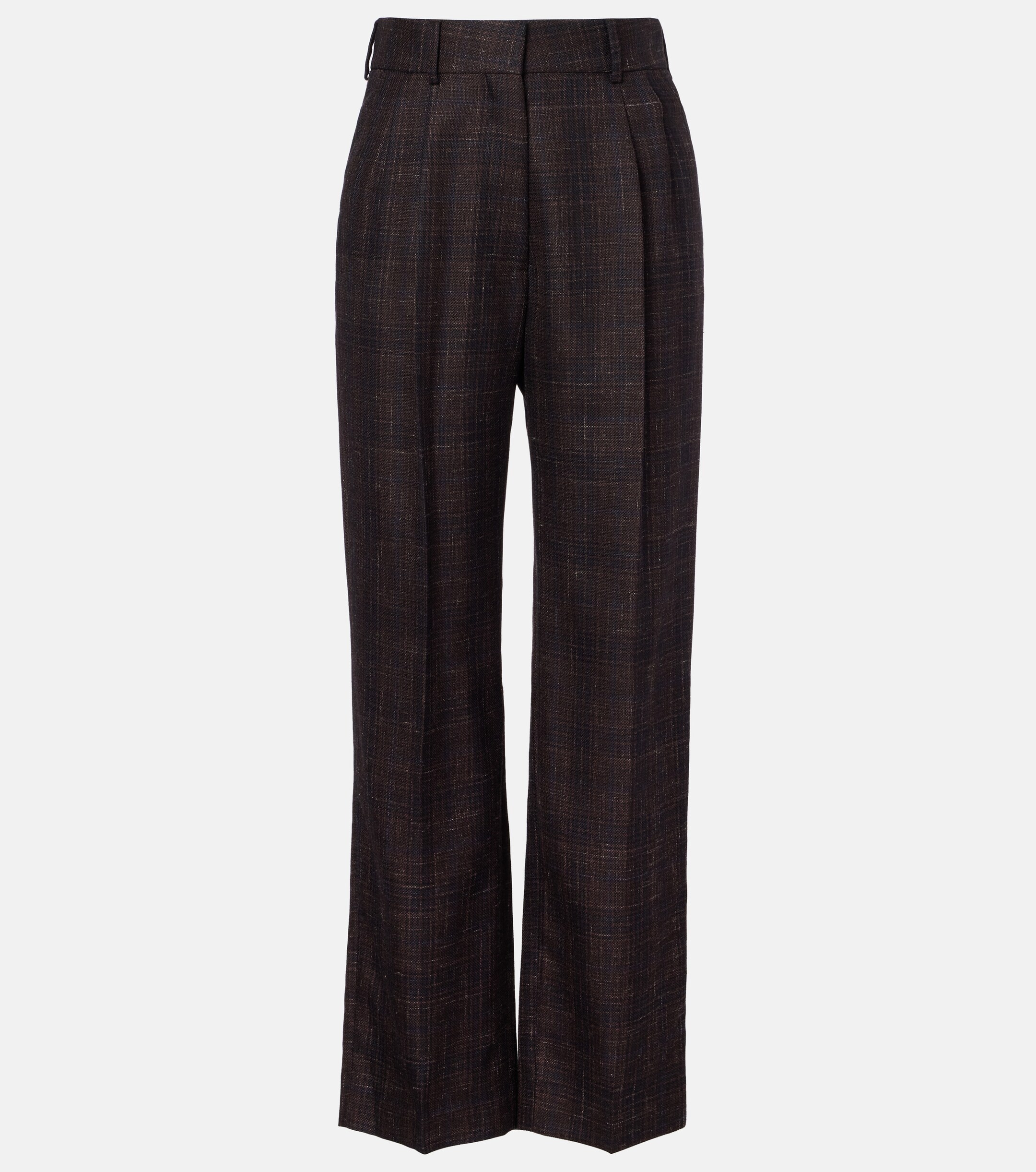 Blazé Milano Fox checked wool and silk wide-leg pants