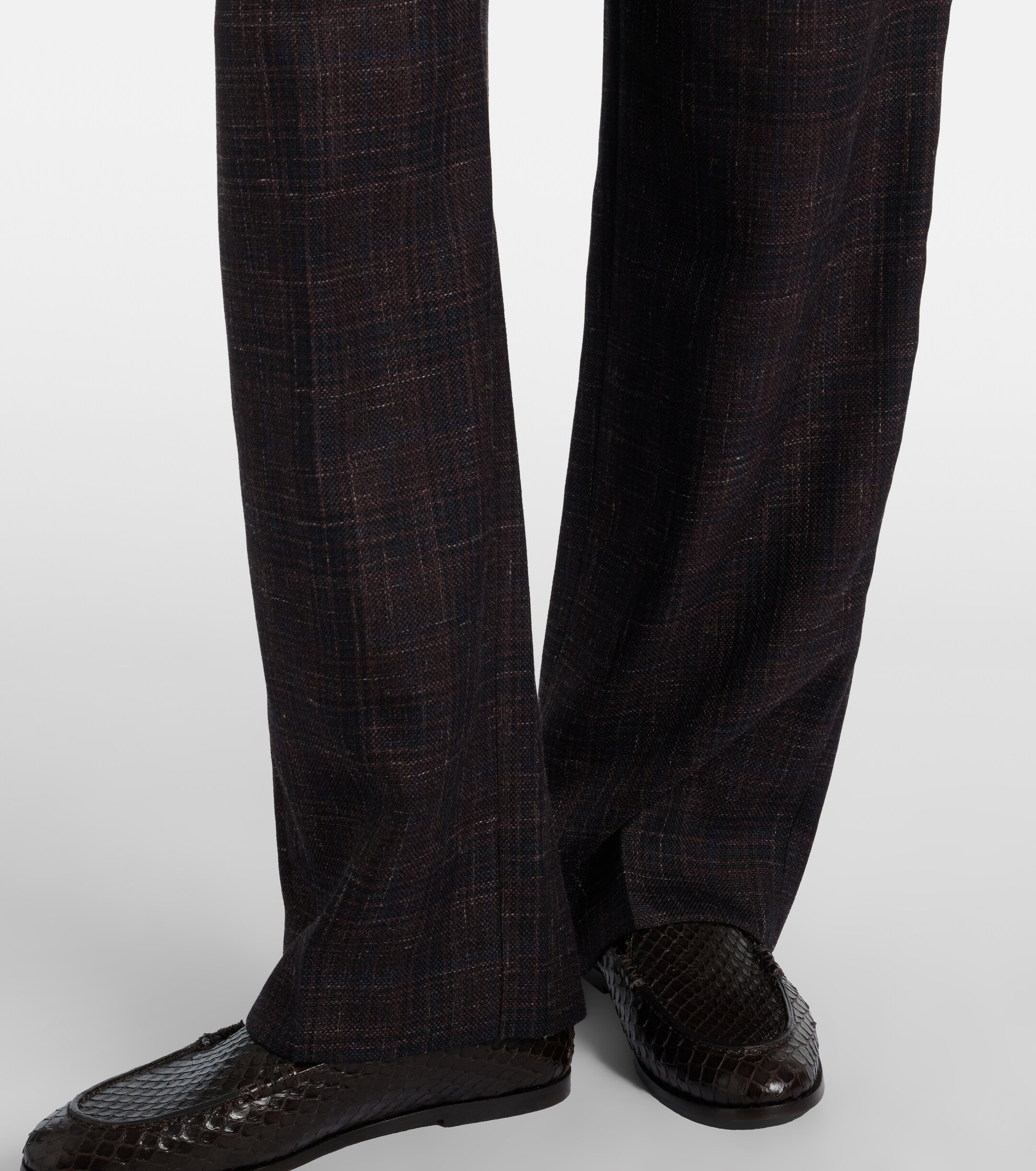Blazé Milano Fox checked wool and silk wide-leg pants
