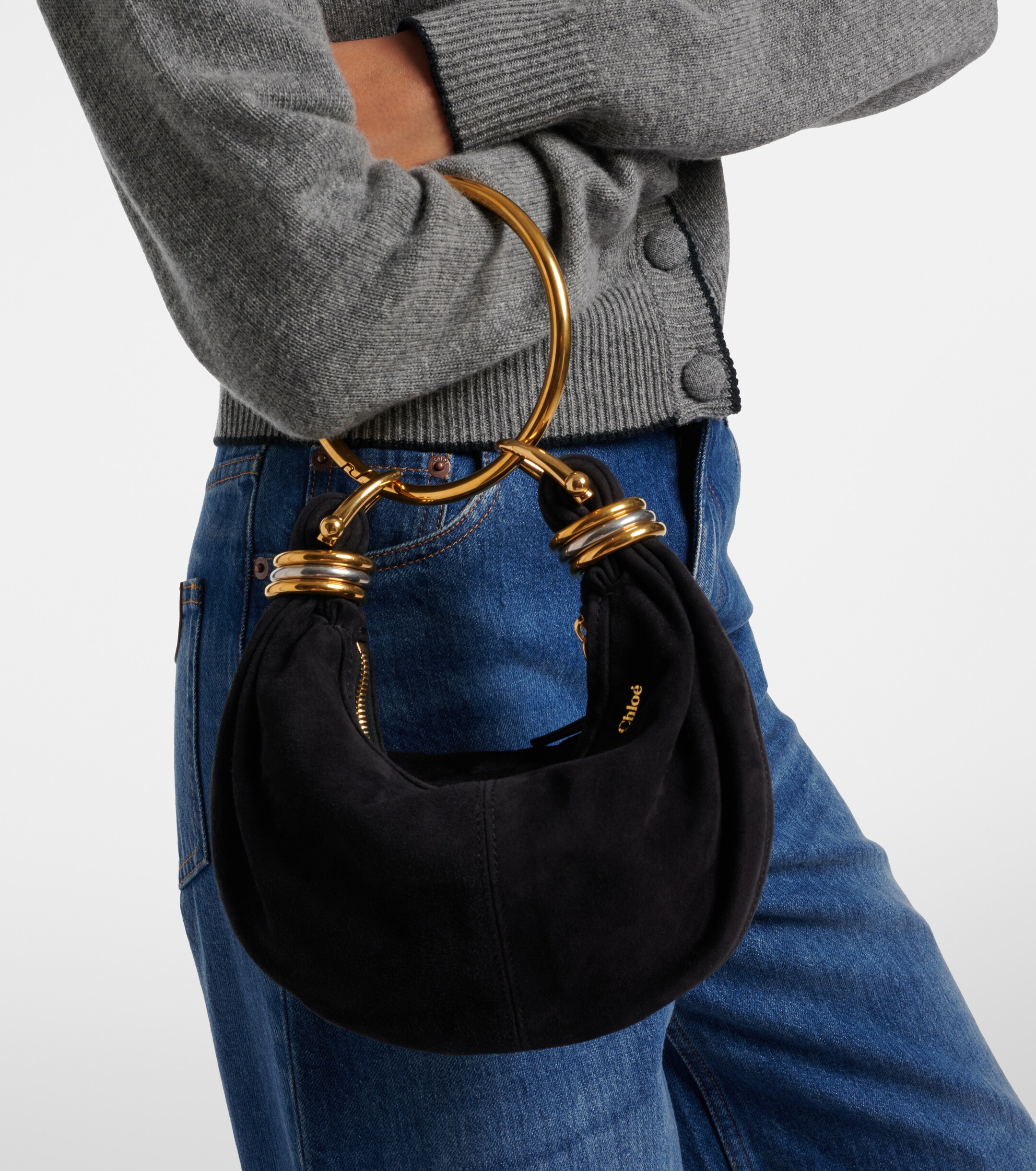 Chloé Bracelet Small suede top-handle bag