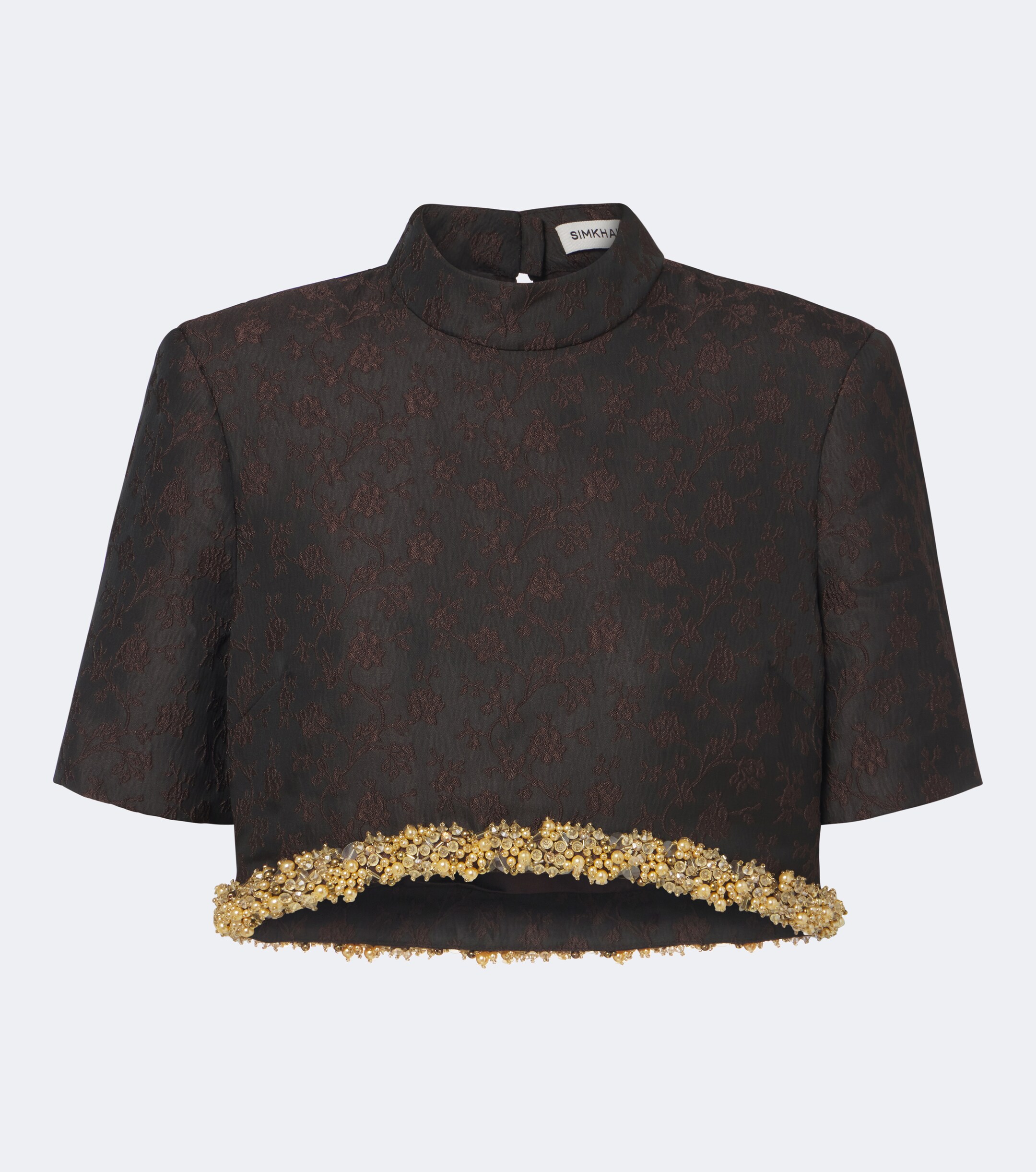 SIMKHAI Simkhai Jalen embellished jacquard crop top