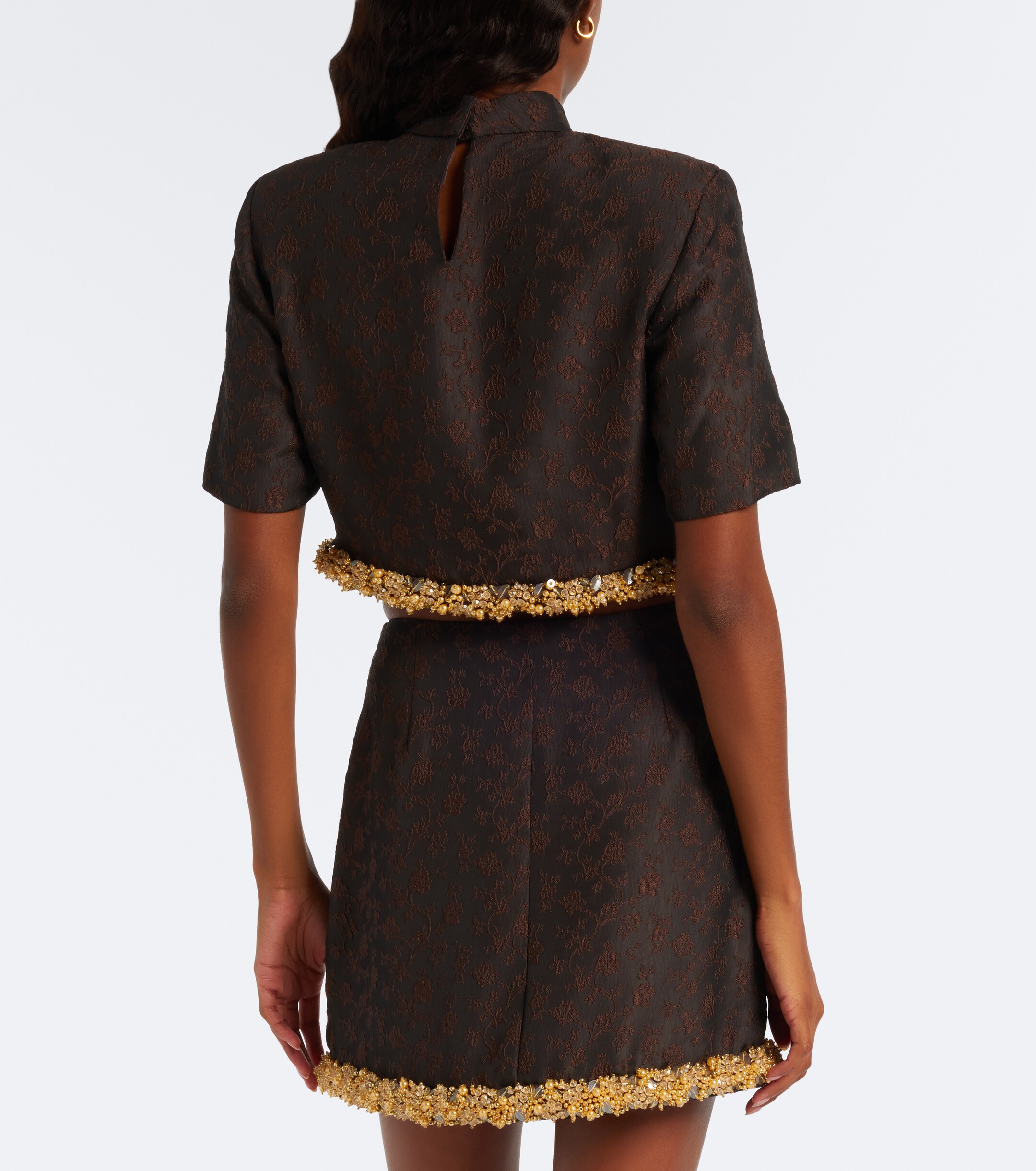 SIMKHAI Simkhai Jalen embellished jacquard crop top