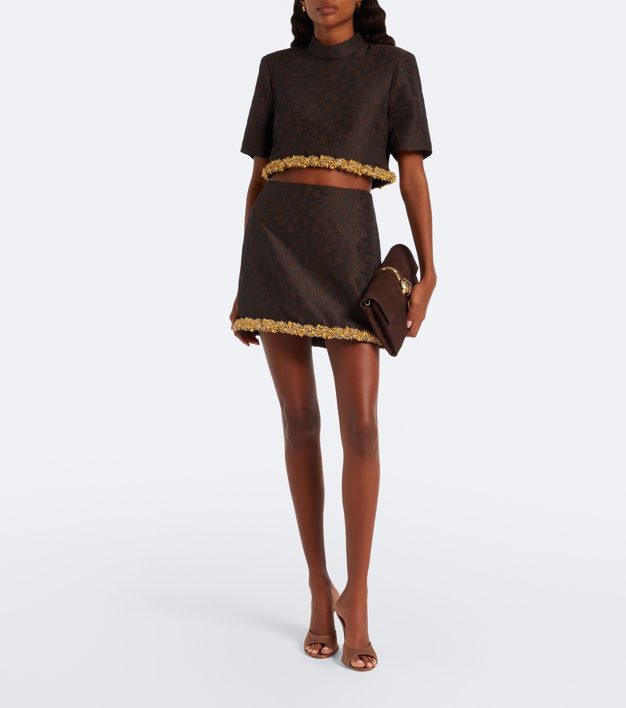 SIMKHAI Simkhai Jalen embellished jacquard crop top
