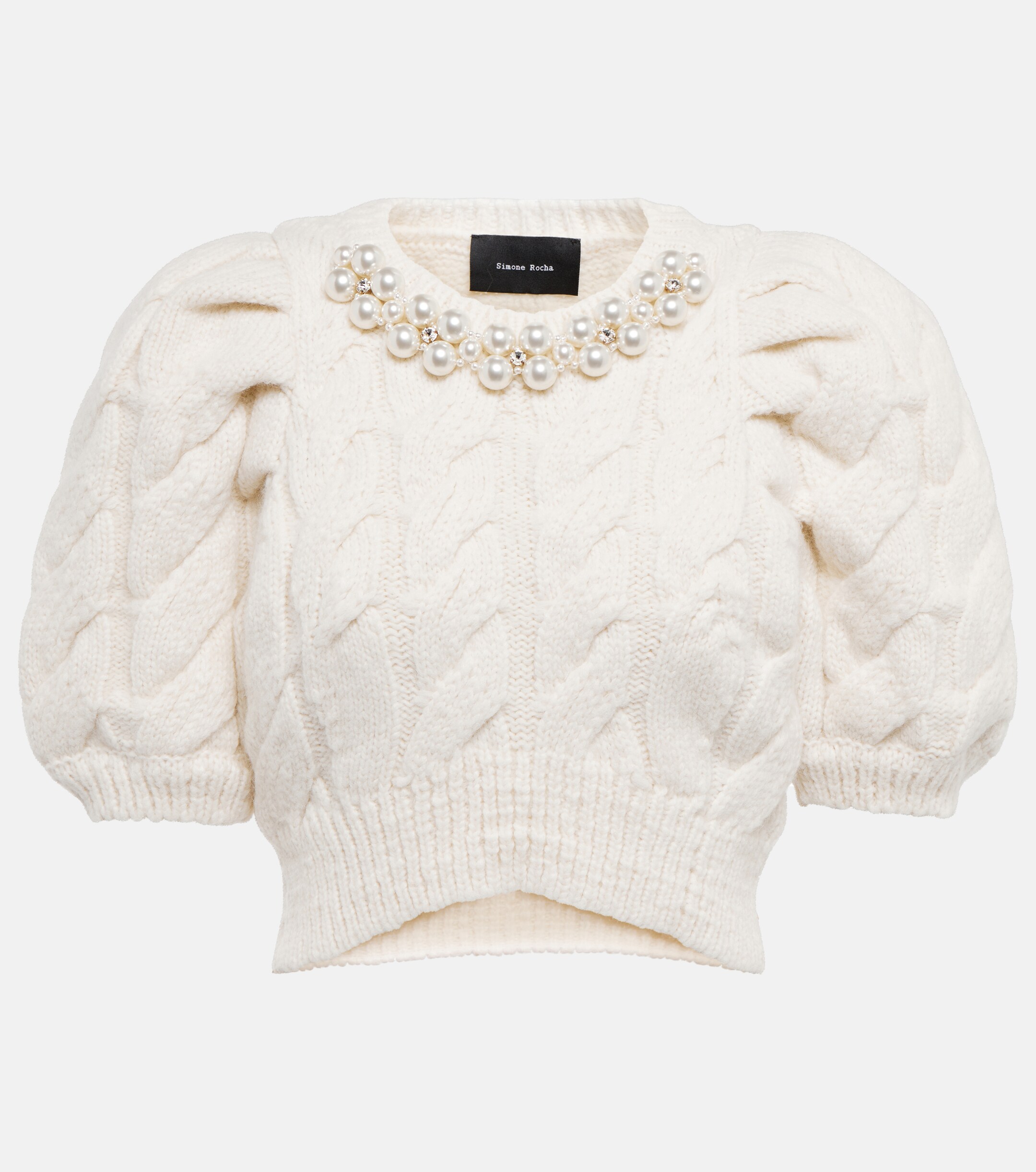 Simone Rocha Pearl-embellished cropped sweater