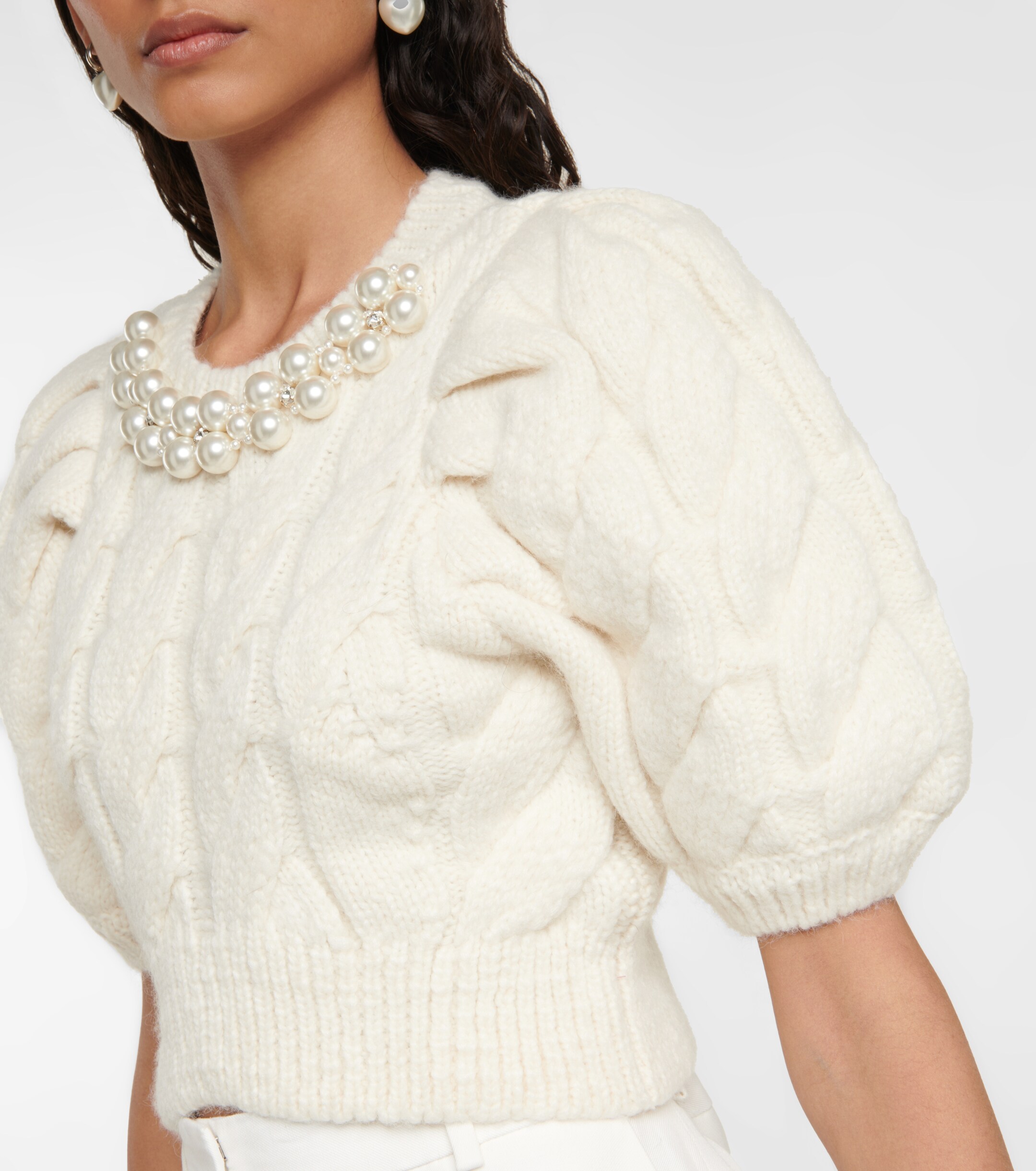 Simone Rocha Pearl-embellished cropped sweater