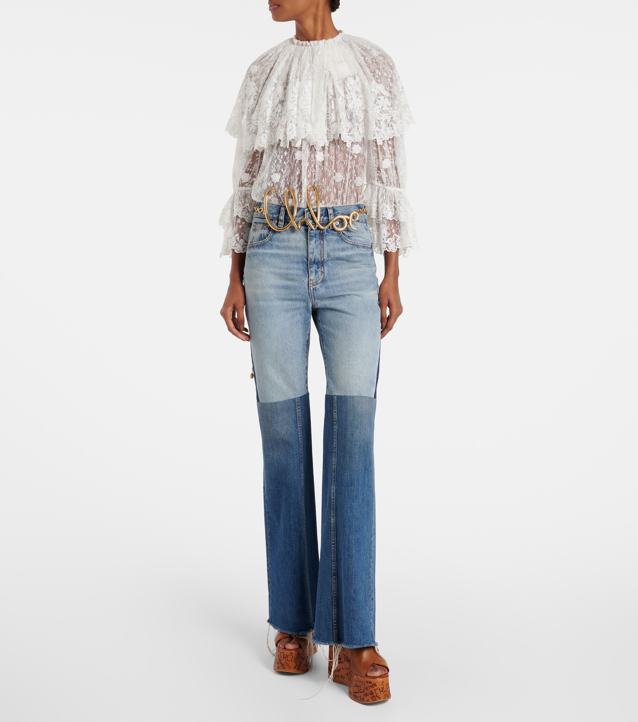 Chloé Chloé Patchwork flared jeans