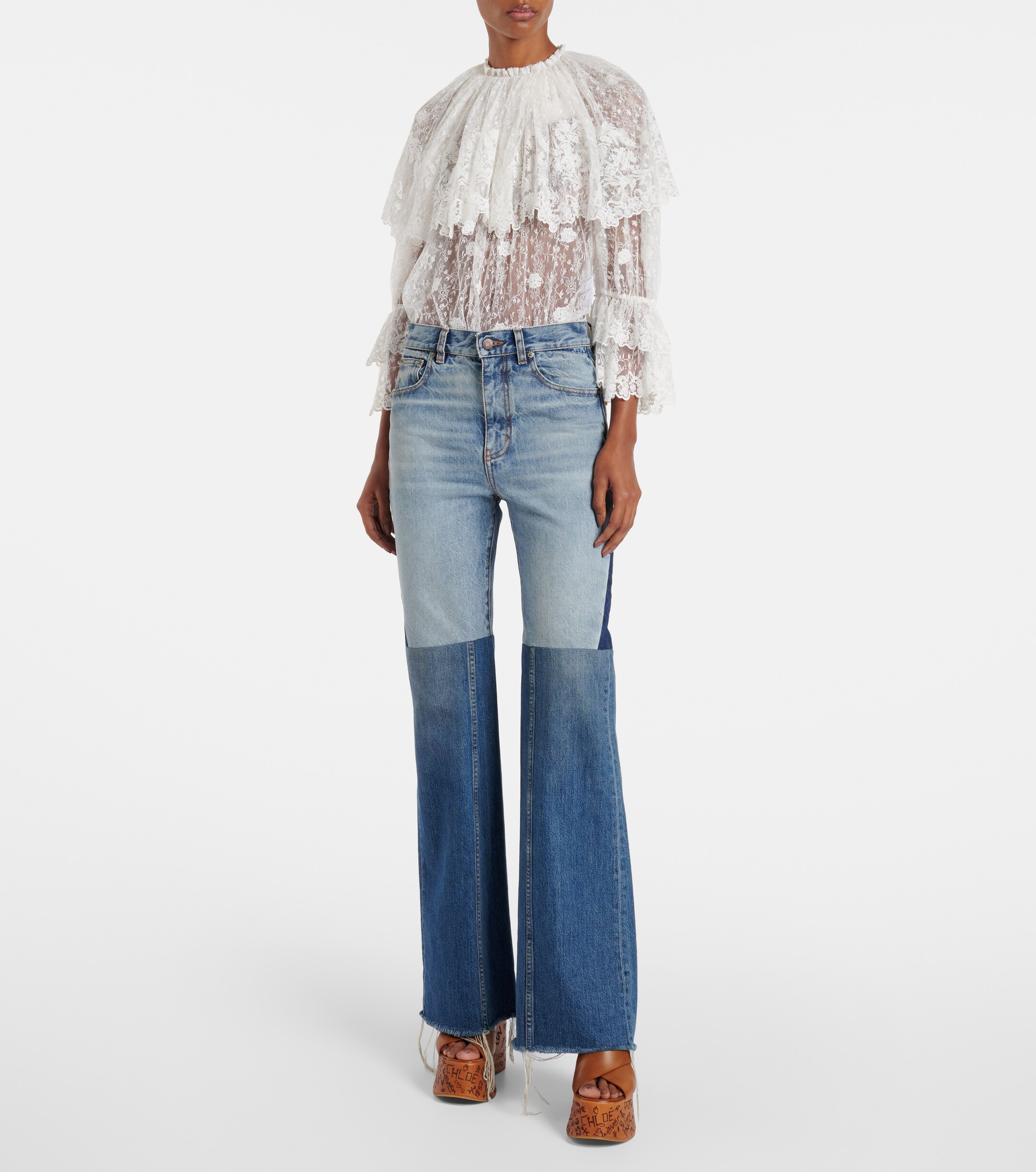 Chloé Chloé Patchwork flared jeans