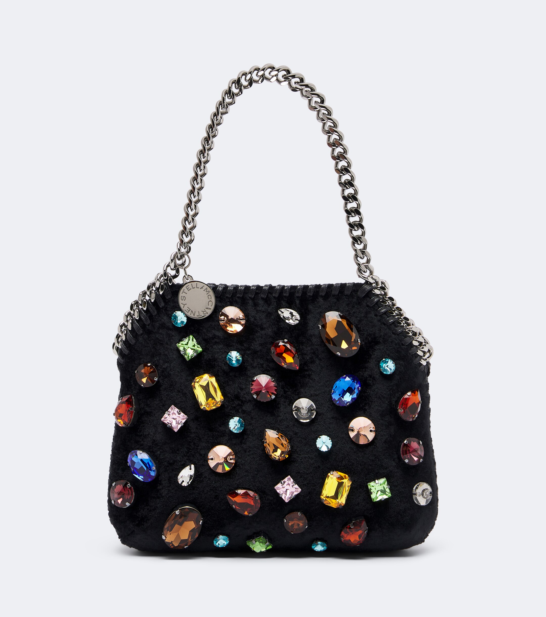 Stella McCartney Stella McCartney Falabella Tiny embellished velvet shoulder bag