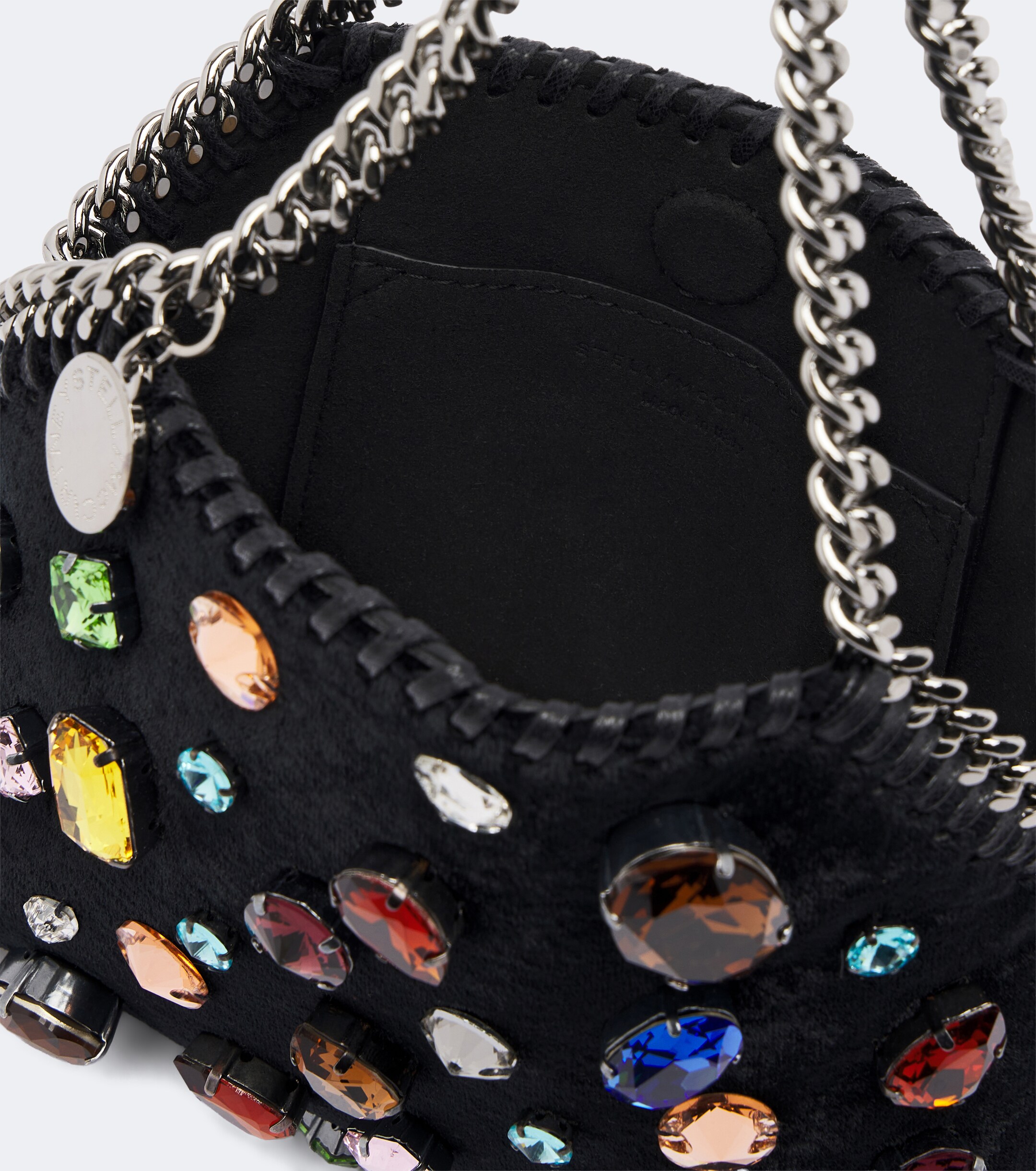 Stella McCartney Stella McCartney Falabella Tiny embellished velvet shoulder bag