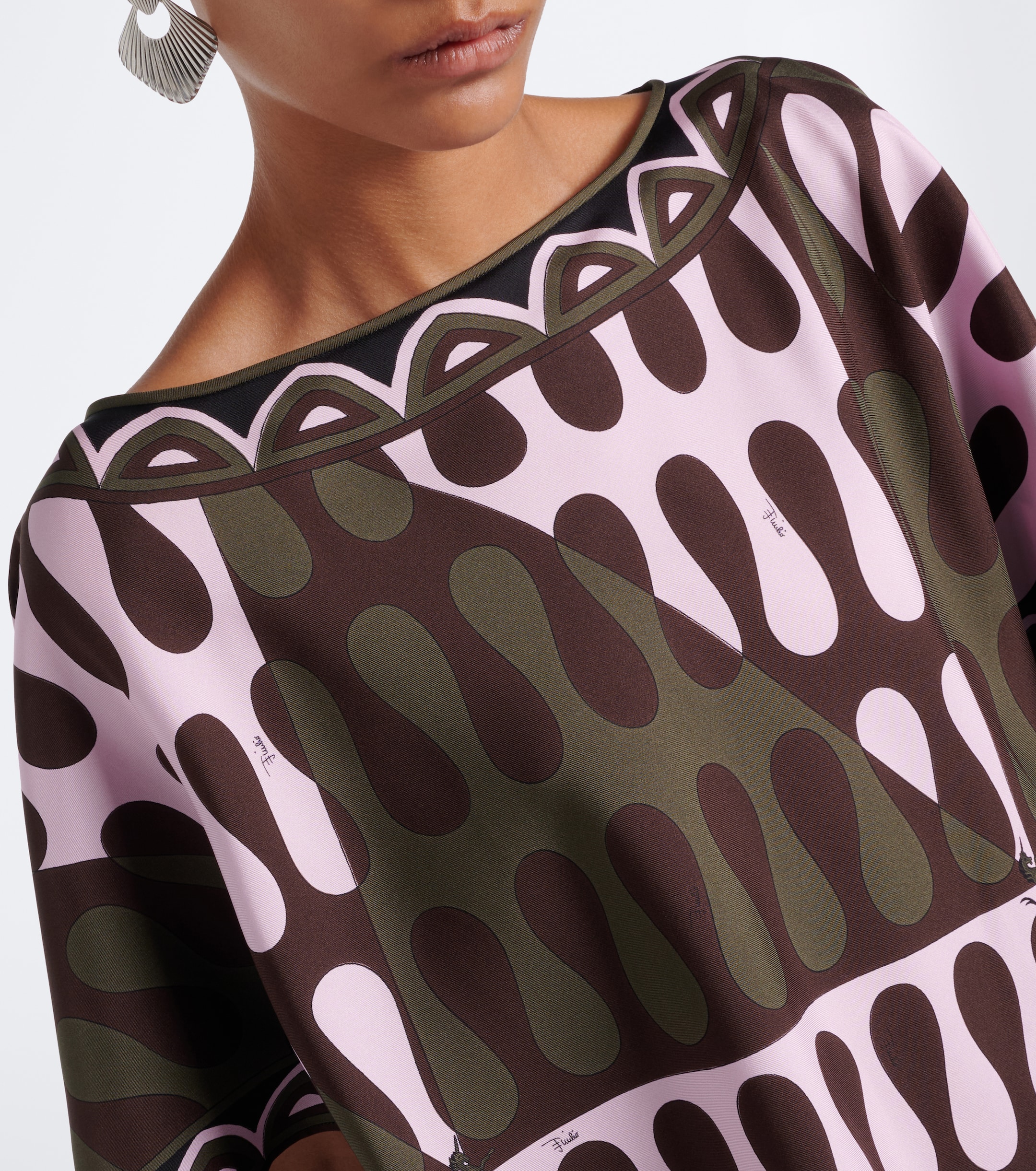 Pucci Pucci Leocorno asymmetric silk twill top