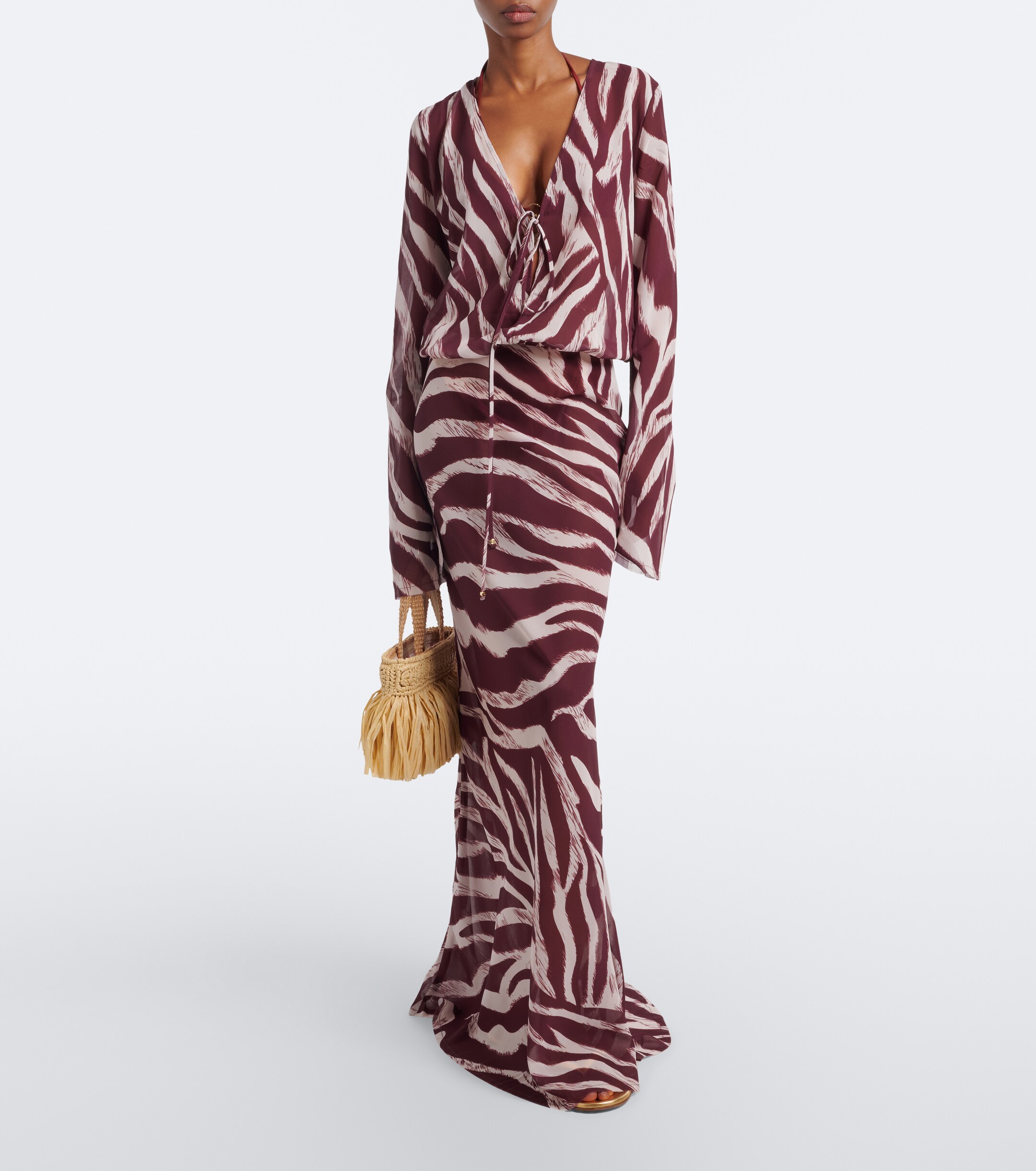 Bananhot Bananhot Nema zebra-print maxi dress