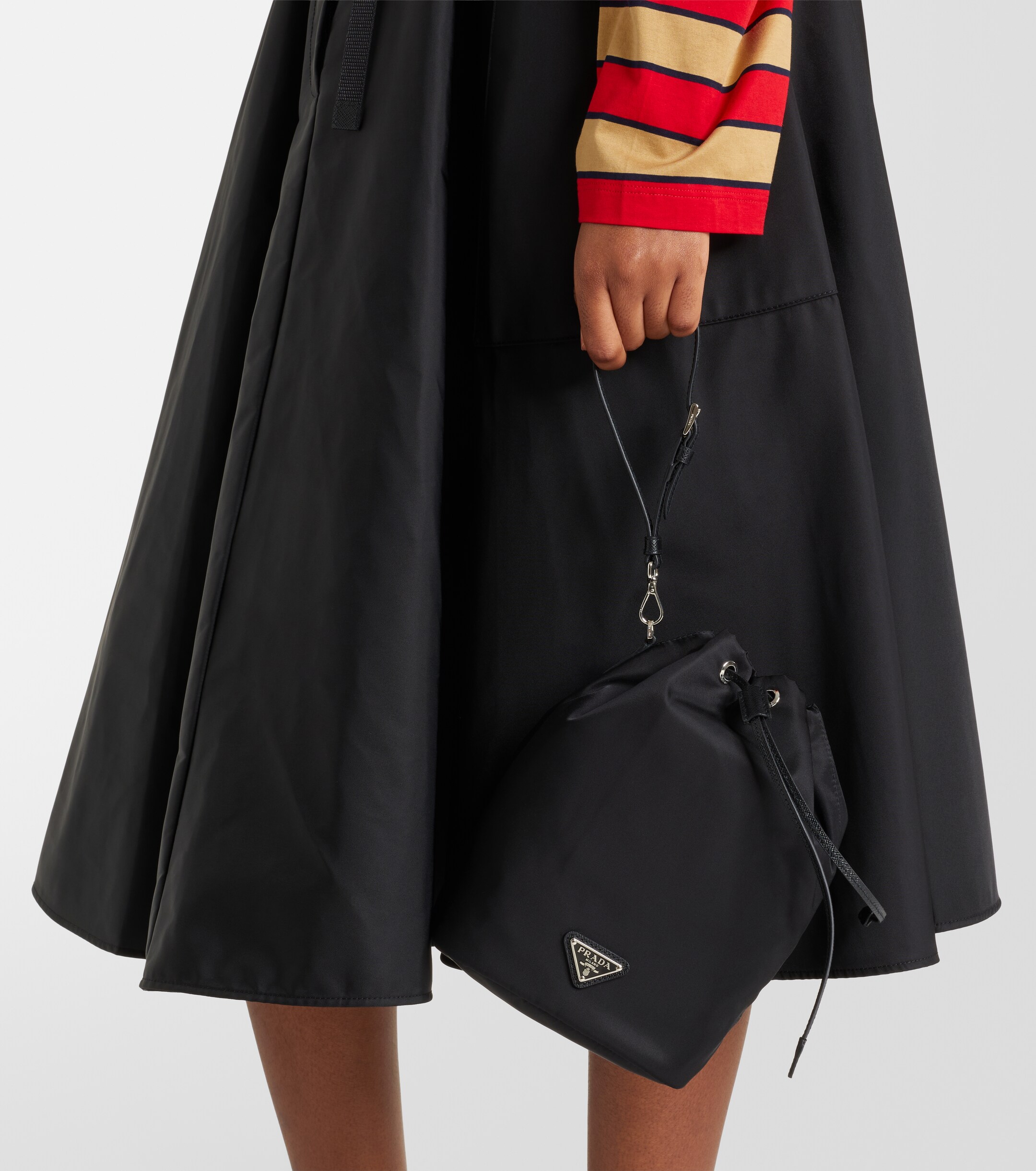 Prada Re-Nylon leather-trimmed bucket bag