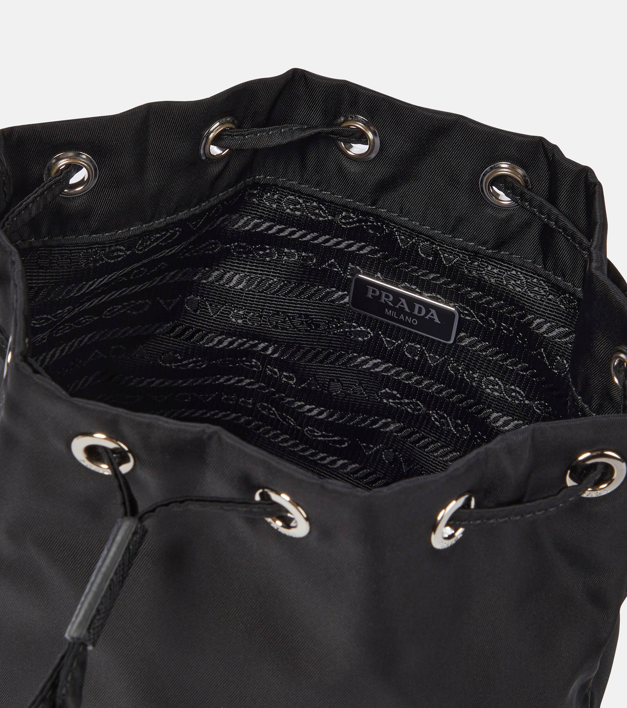 Prada Re-Nylon leather-trimmed bucket bag