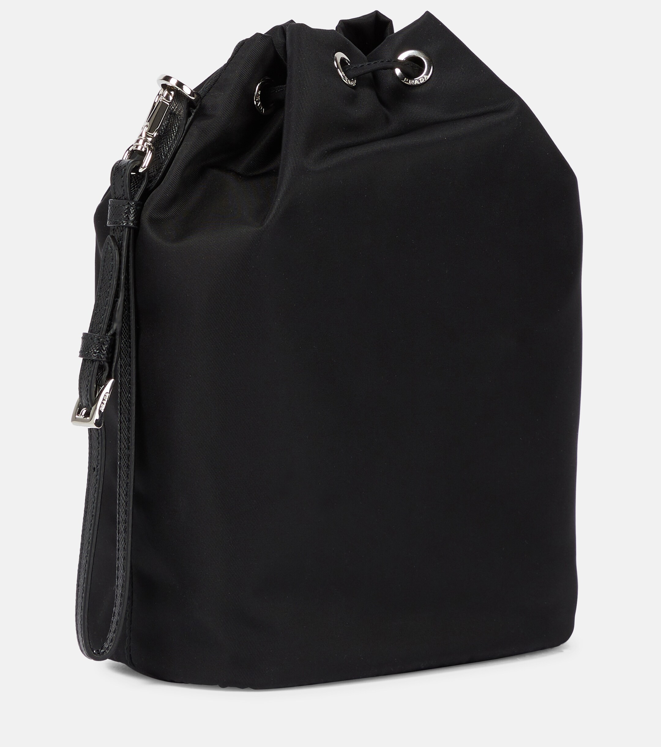 Prada Re-Nylon leather-trimmed bucket bag