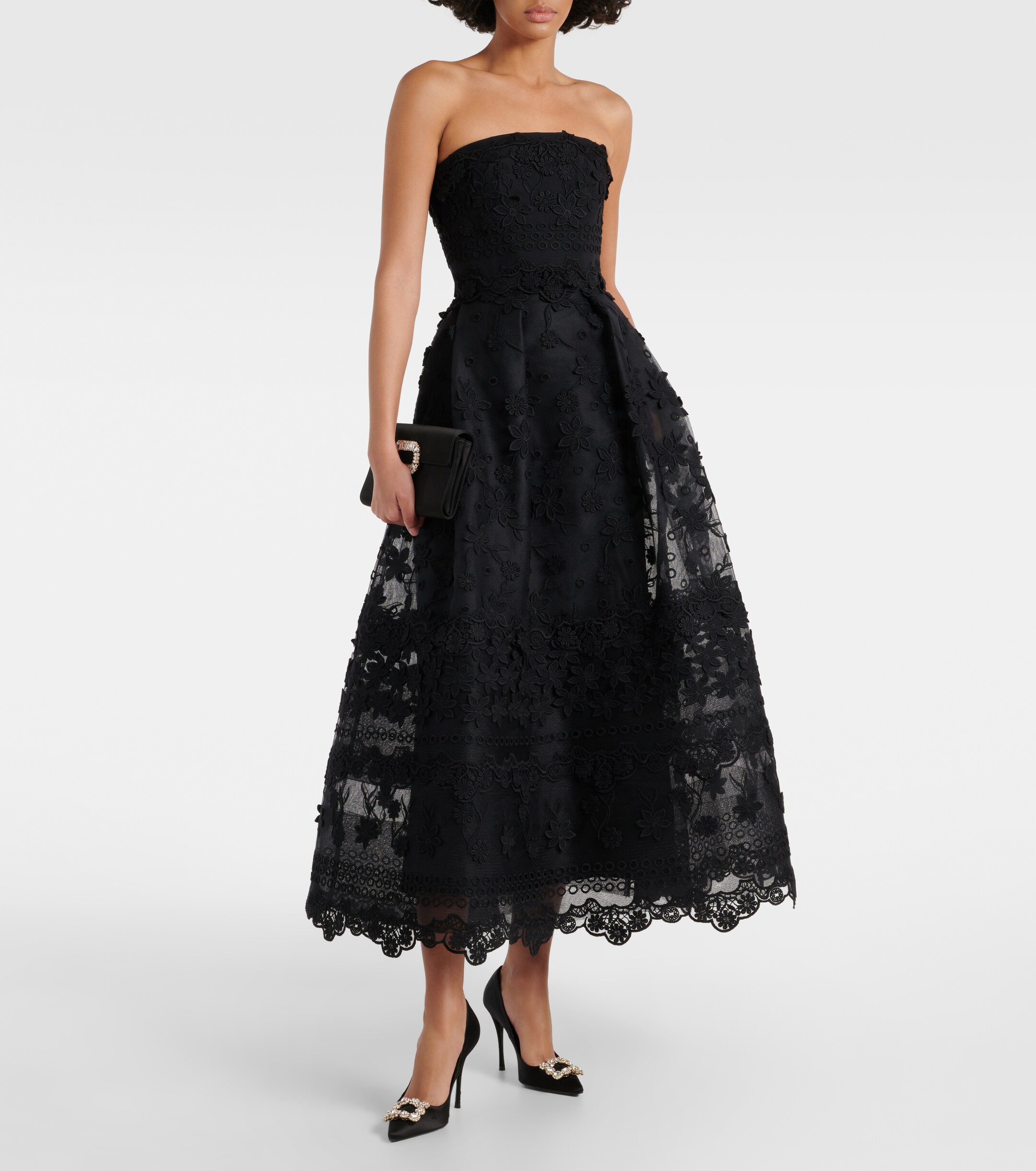 Elie Saab Strapless embroidered tulle gown