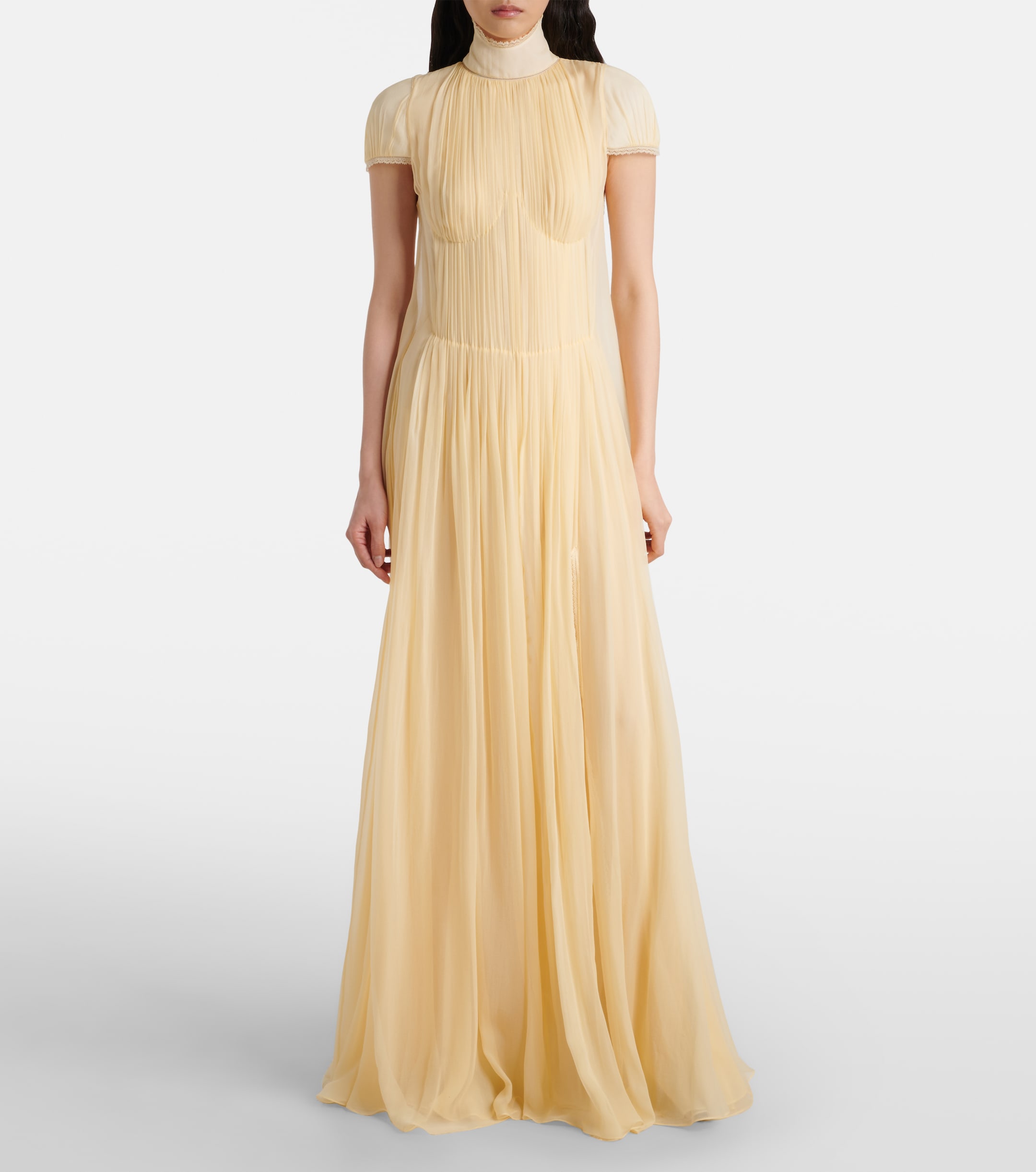 pleated silk chiffon dress Azazie Boudica