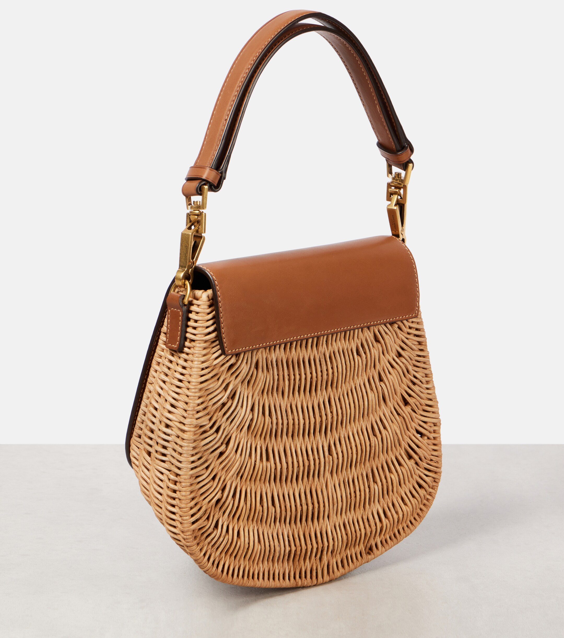 Saint Laurent Voltaire leather and wicker tote bag