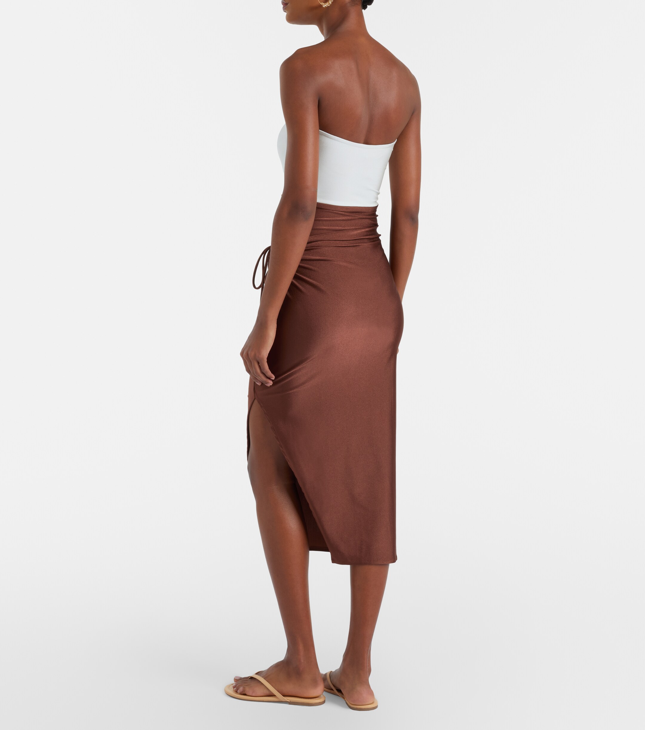 Adriana Degreas Adriana Degreas Solid Ruched gathered midi skirt