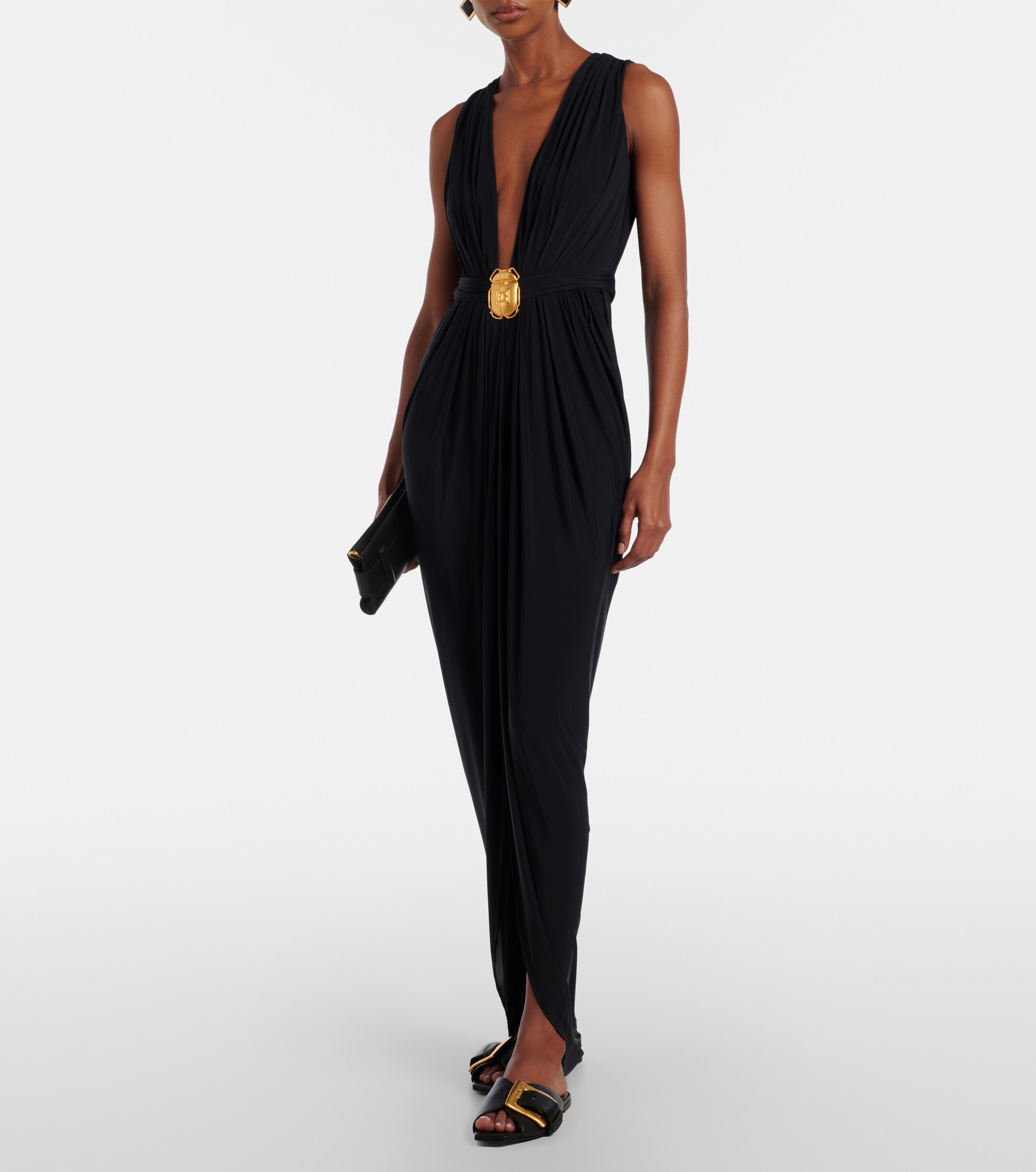 Balmain Balmain Embellished jersey maxi dress