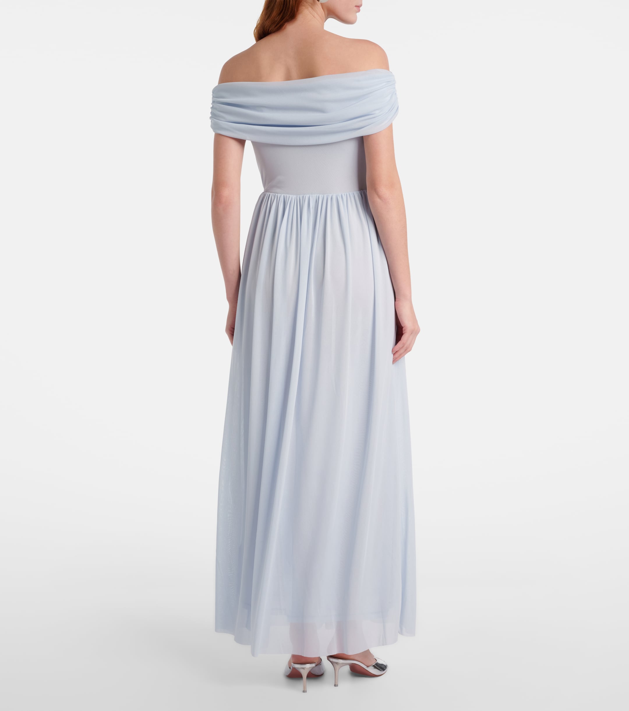 Rotate Draped off-shoulder maxi dress