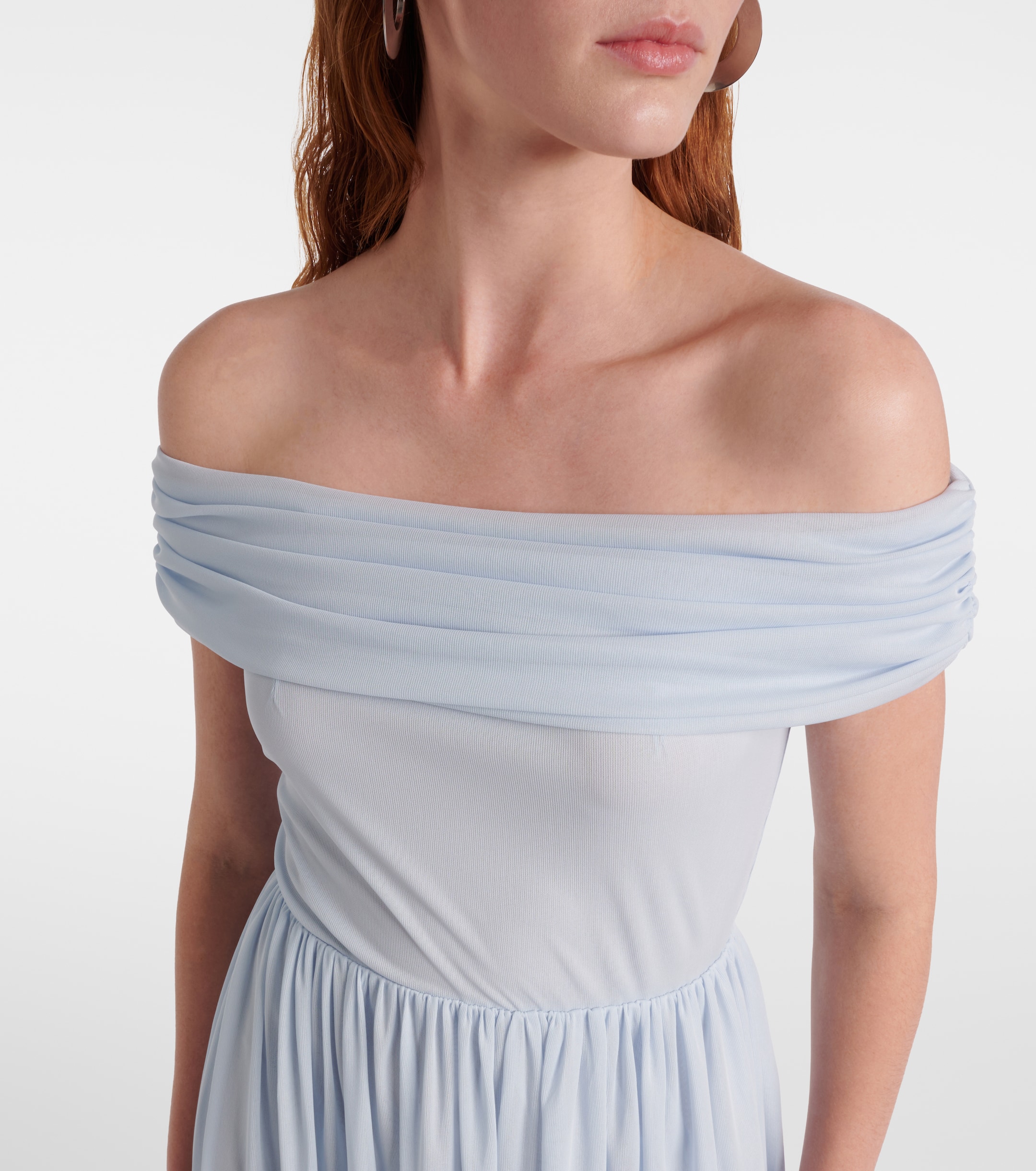 Rotate Draped off-shoulder maxi dress