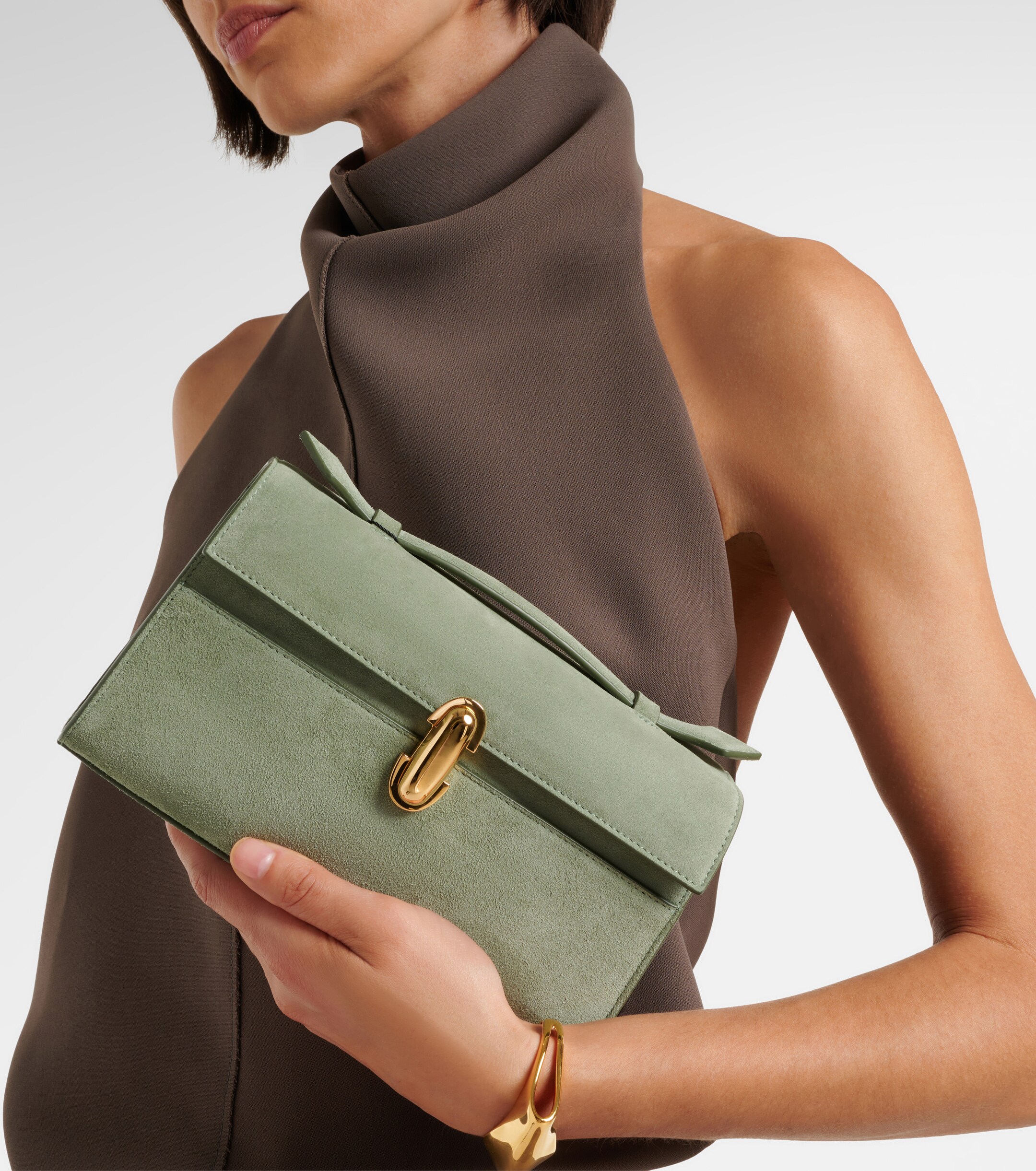 Savette Symmetry Pochette Small suede top-handle bag thumbnail