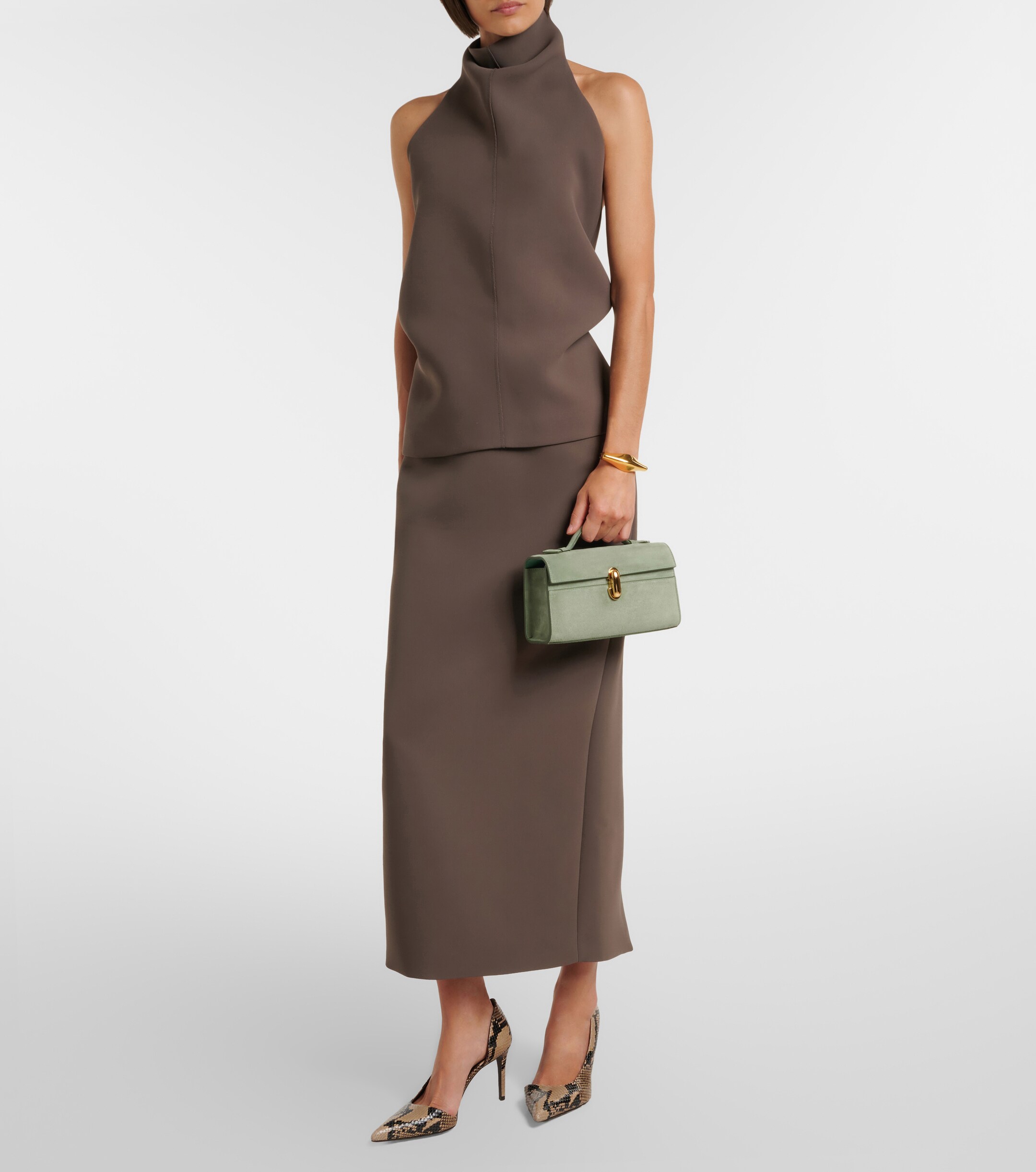 Savette Symmetry Pochette Small suede top-handle bag thumbnail