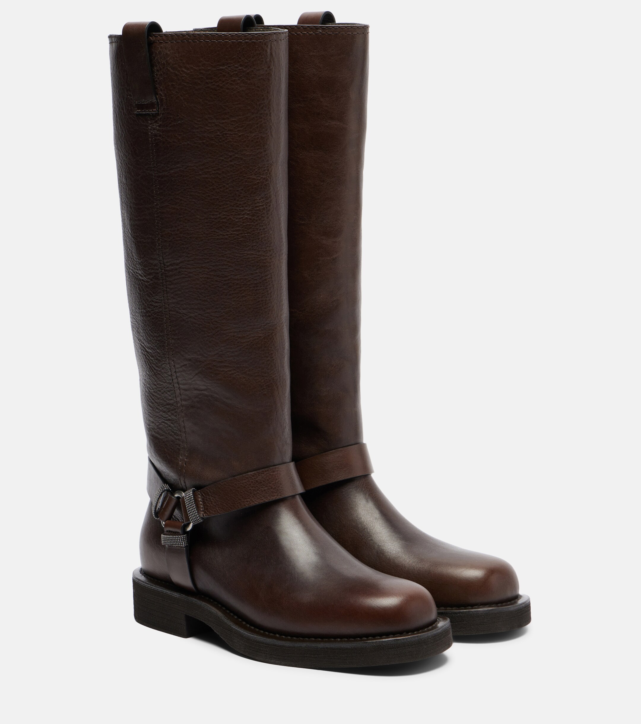 Brunello Cucinelli Brunello Cucinelli Monili leather knee-high boots