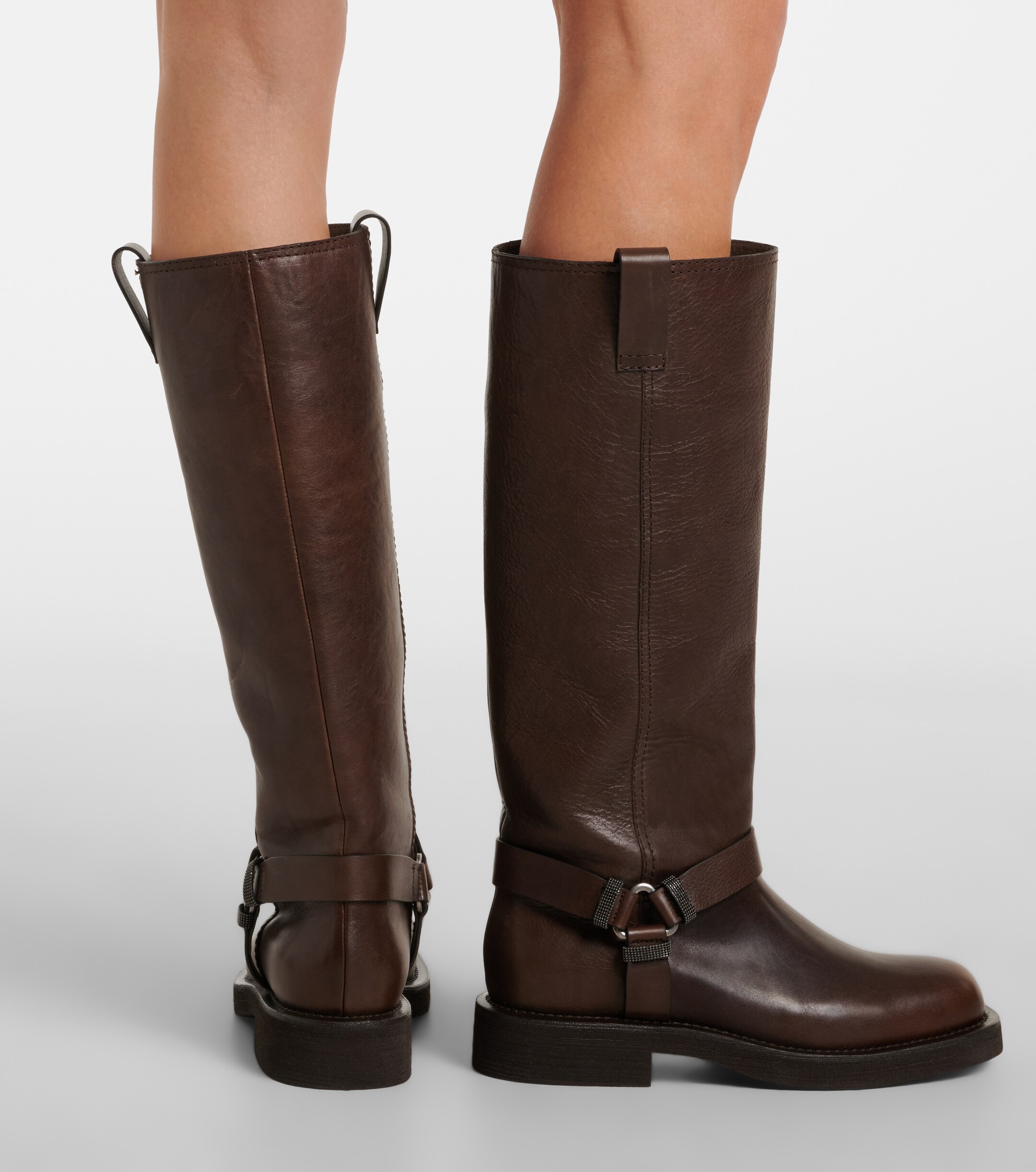Brunello Cucinelli Brunello Cucinelli Monili leather knee-high boots