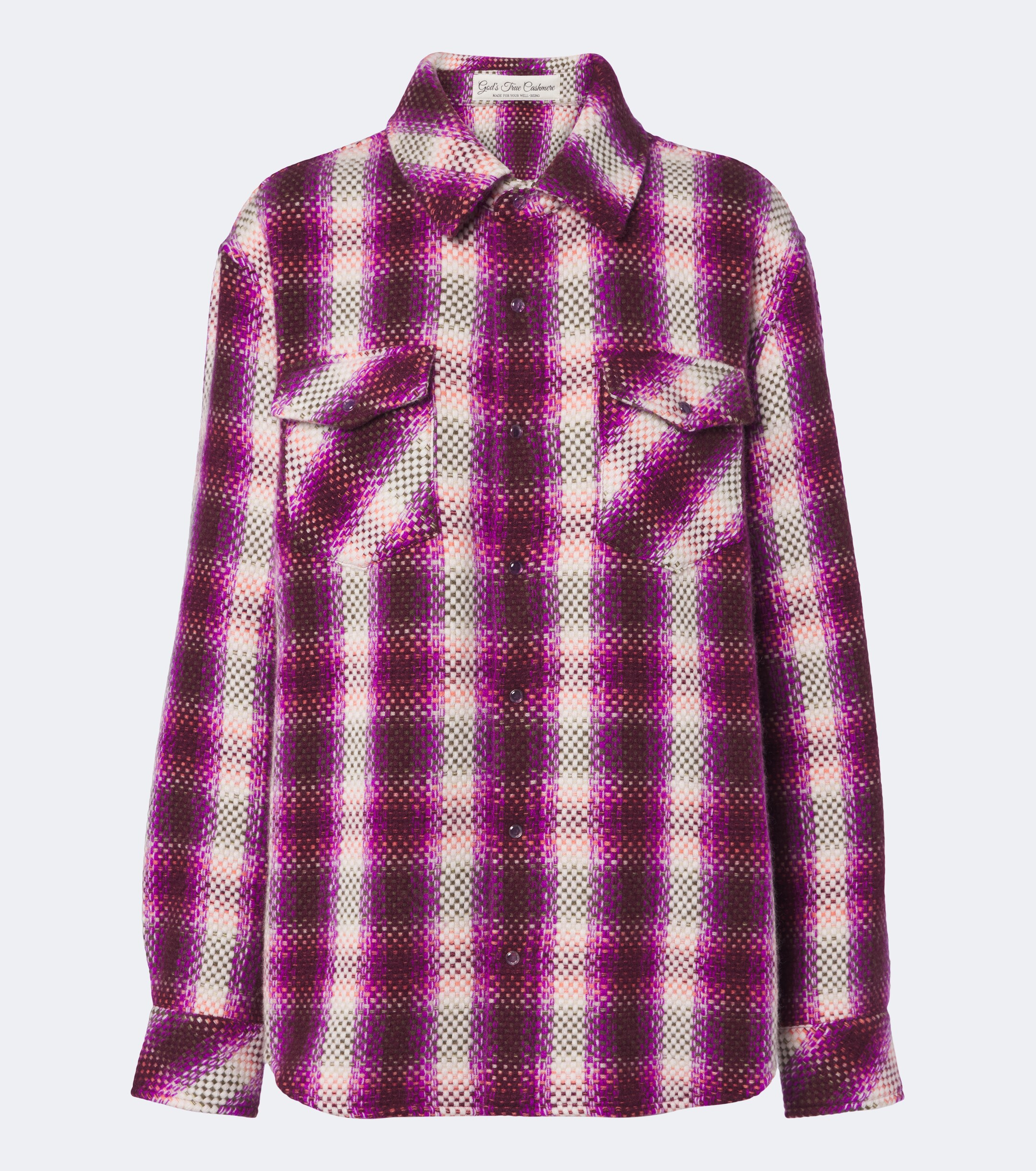 God's True Cashmere God's True Cashmere Frontier plaid cashmere shirt with amethysts