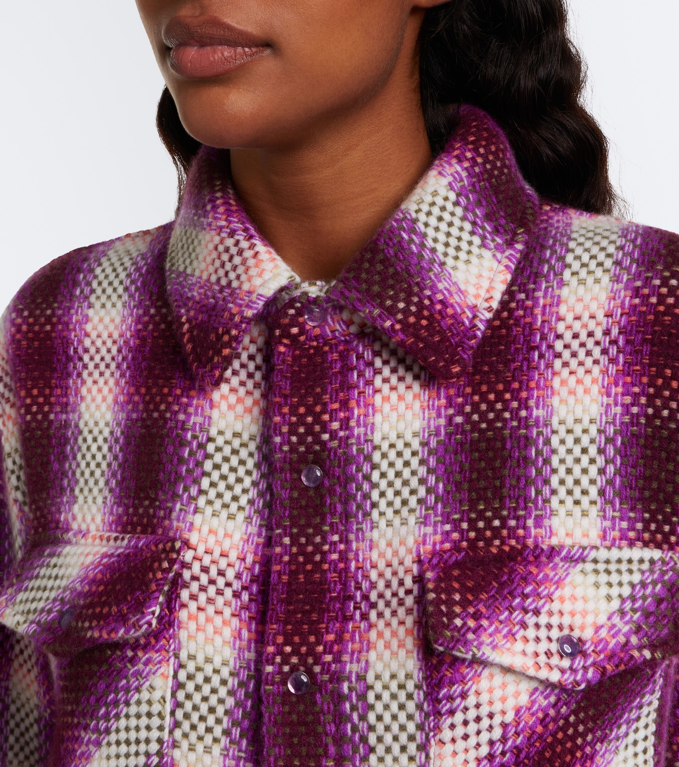 God's True Cashmere God's True Cashmere Frontier plaid cashmere shirt with amethysts