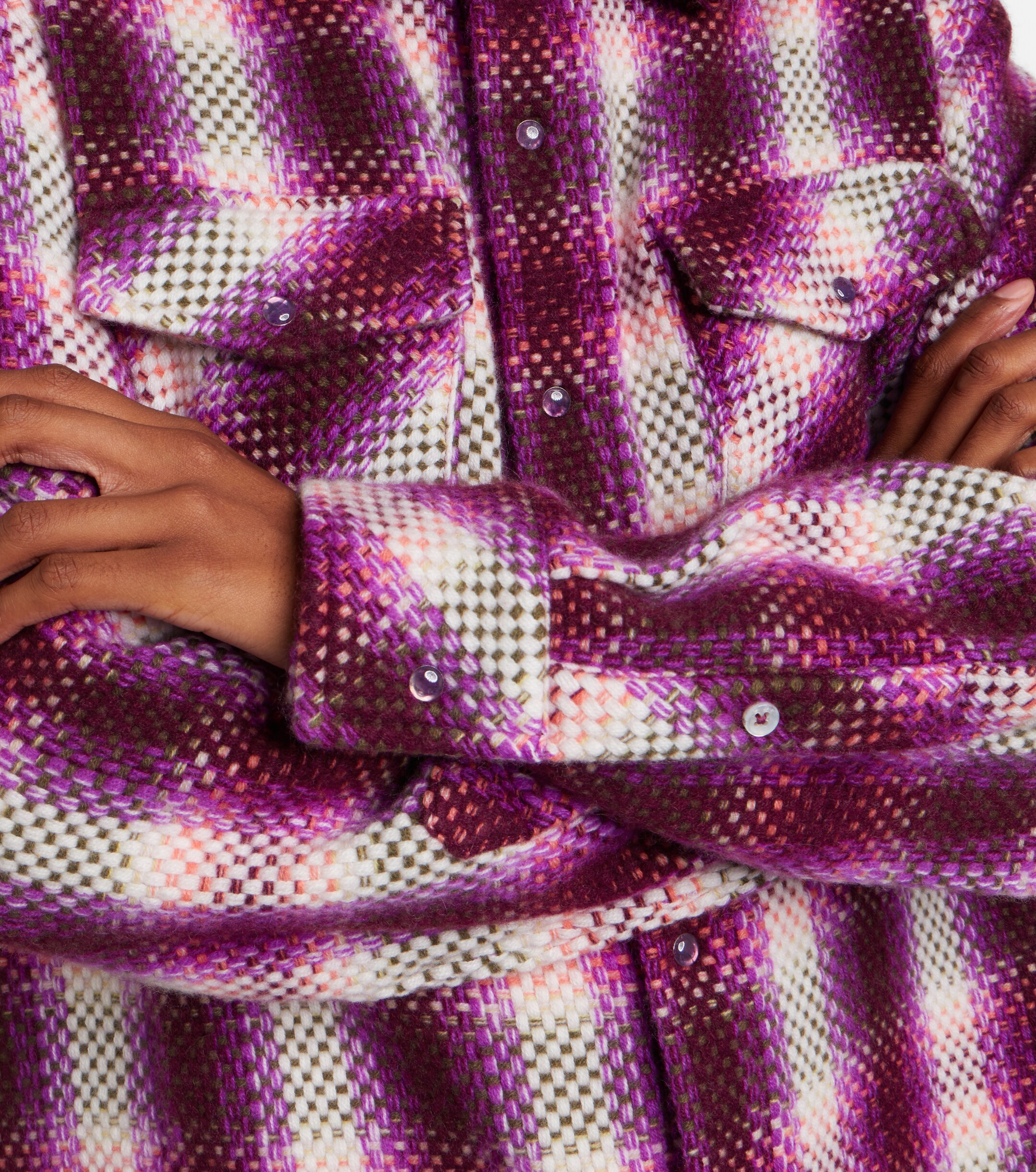 God's True Cashmere God's True Cashmere Frontier plaid cashmere shirt with amethysts