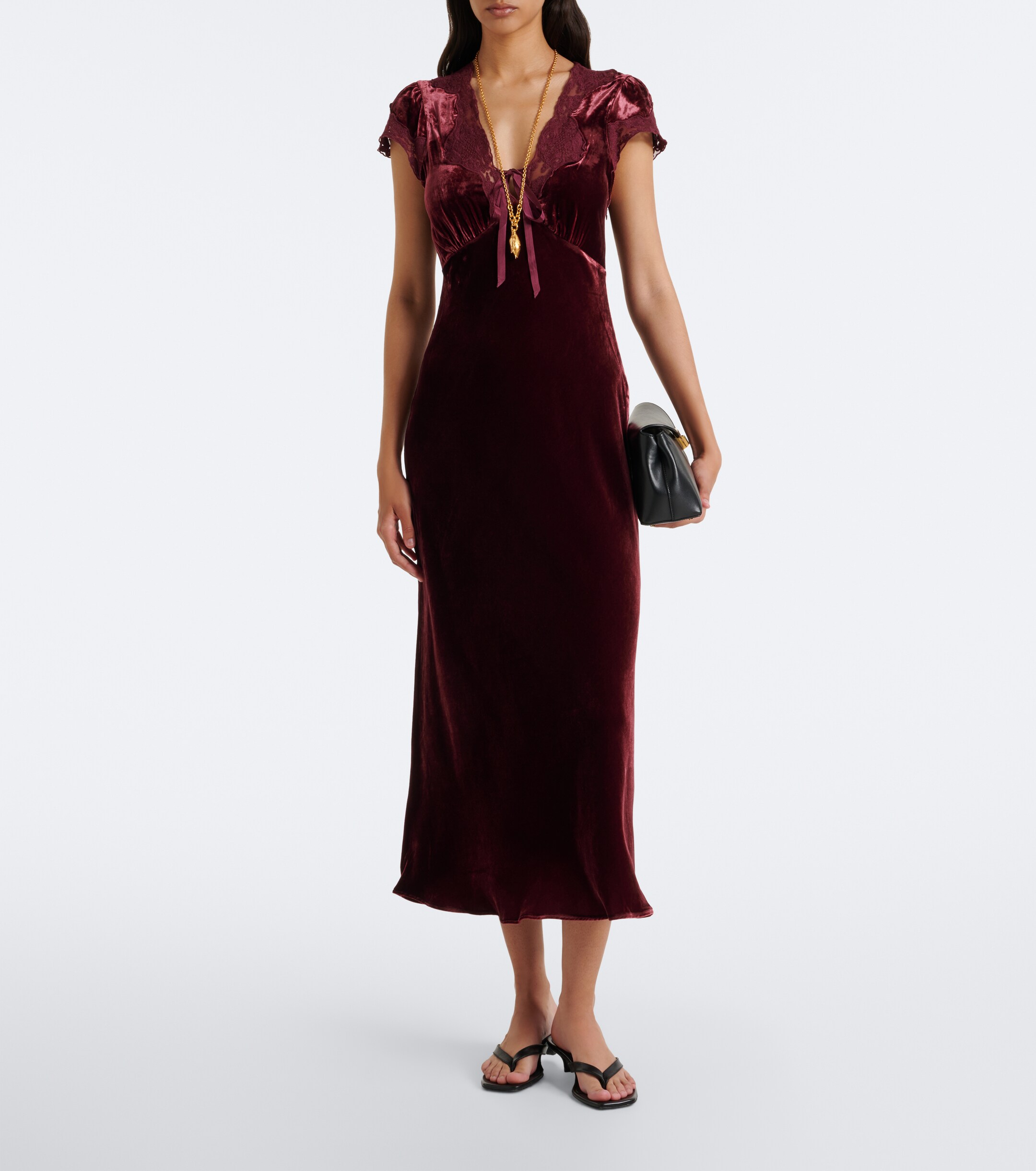 RIXO Rixo Amari lace-trimmed velvet midi dress