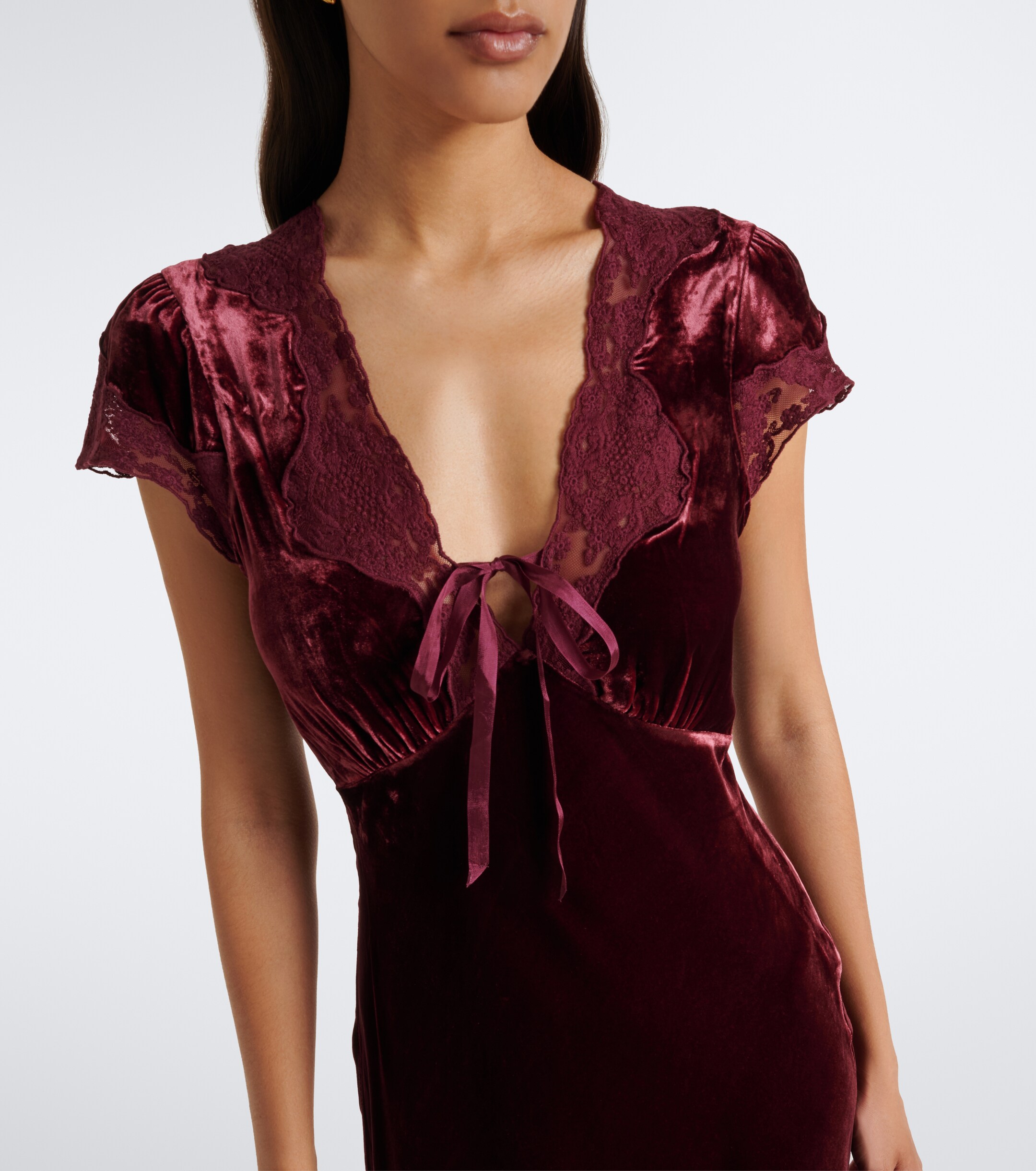 RIXO Rixo Amari lace-trimmed velvet midi dress