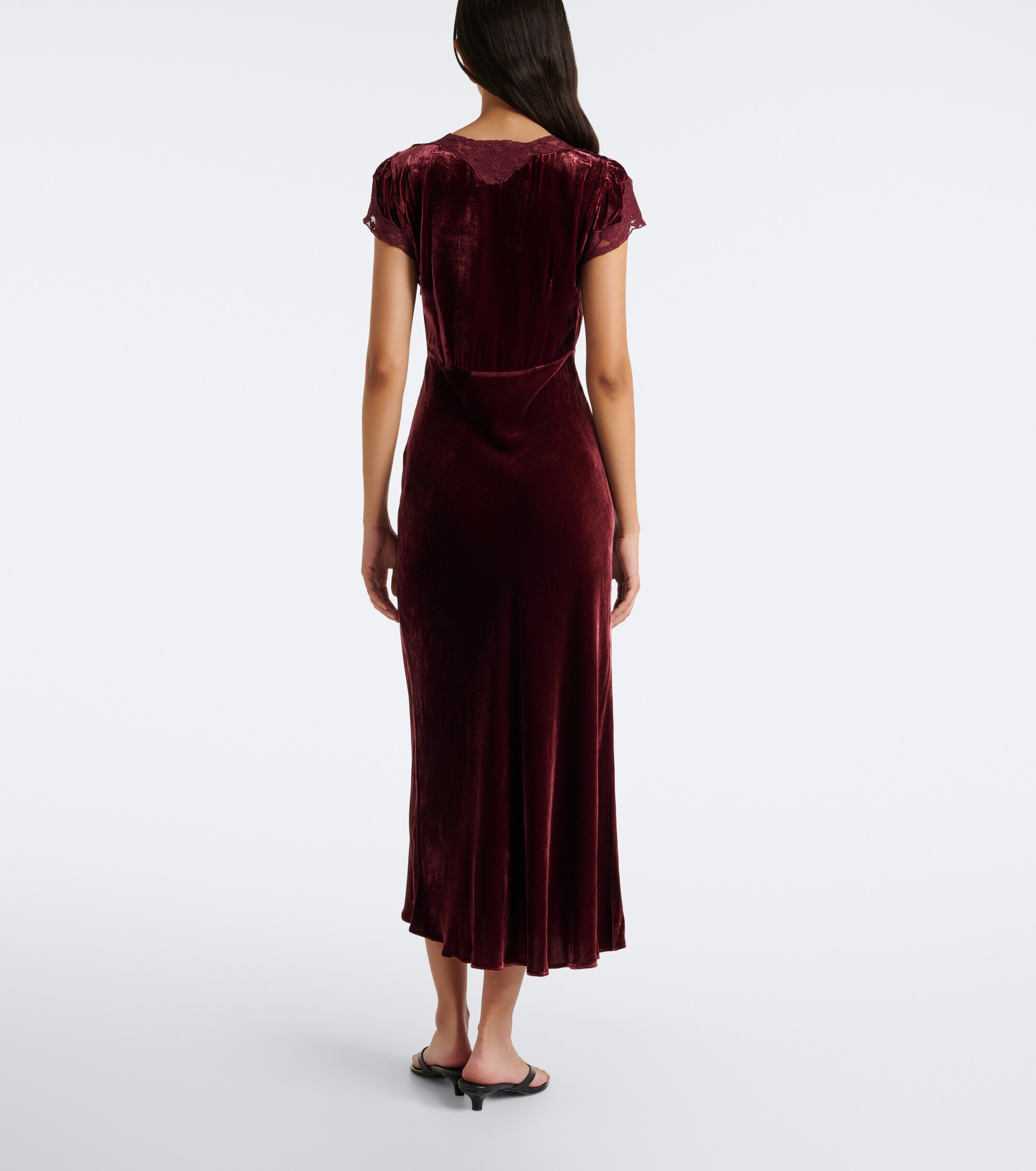 RIXO Rixo Amari lace-trimmed velvet midi dress