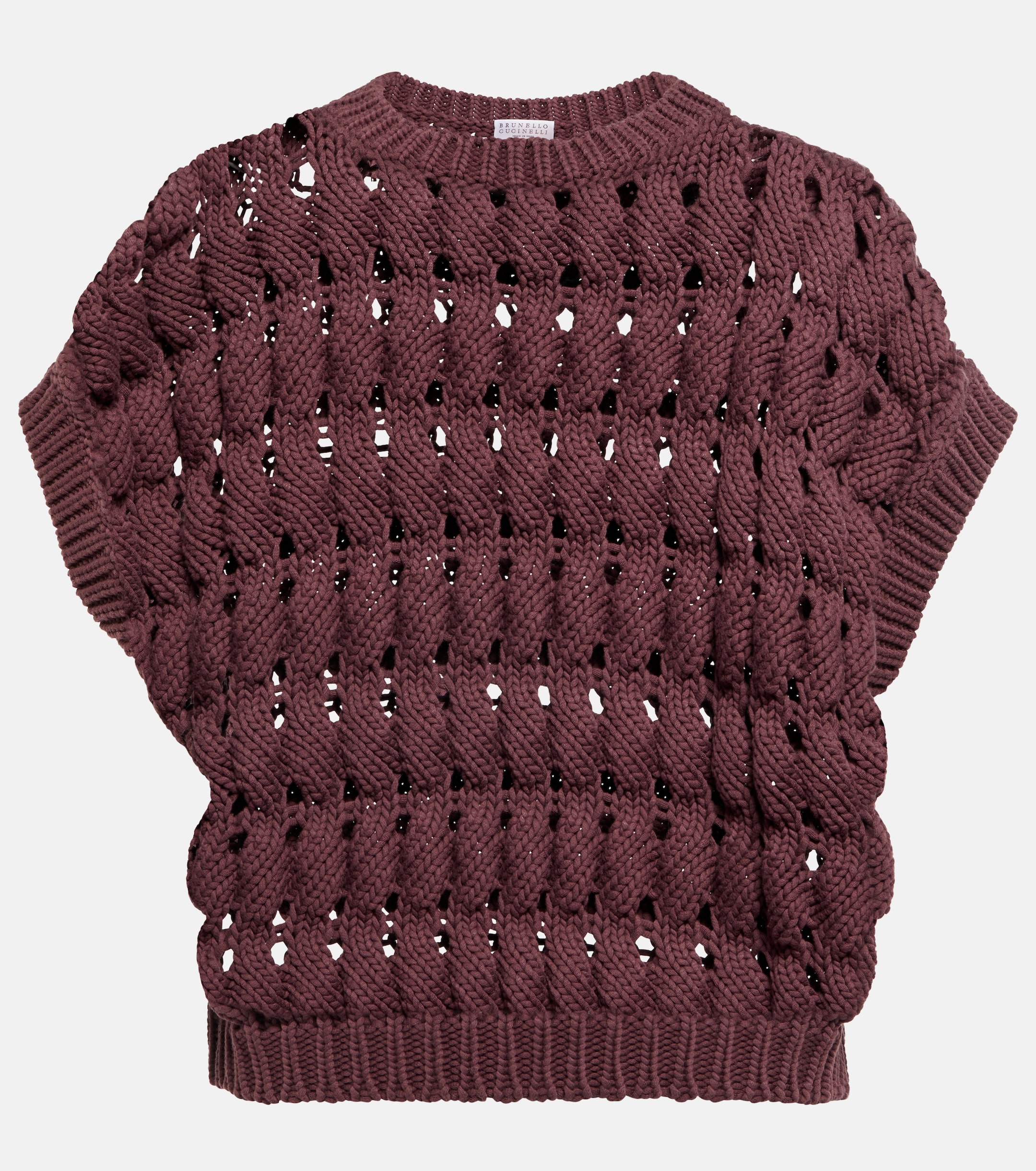 Brunello Cucinelli Open-work cotton-blend top