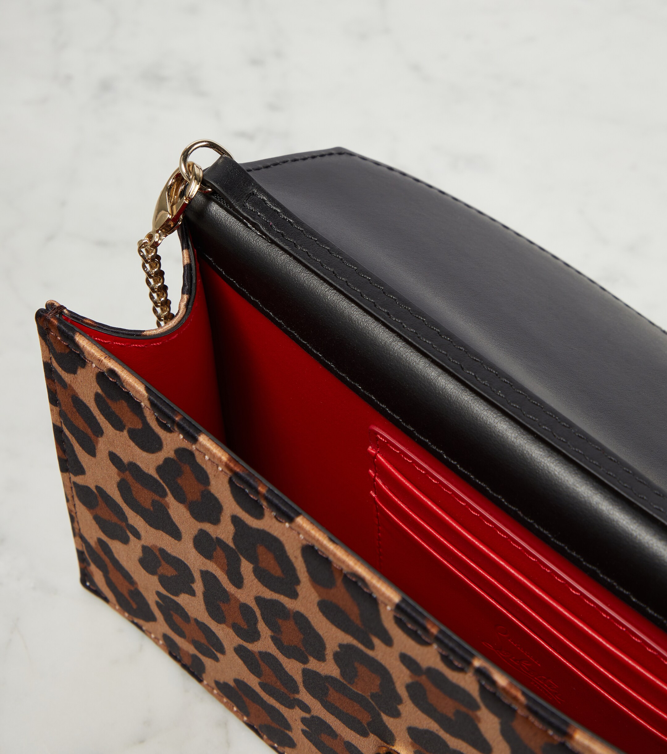CHRISTIAN LOUBOUTIN Loubi54 leopard-print satin clutch