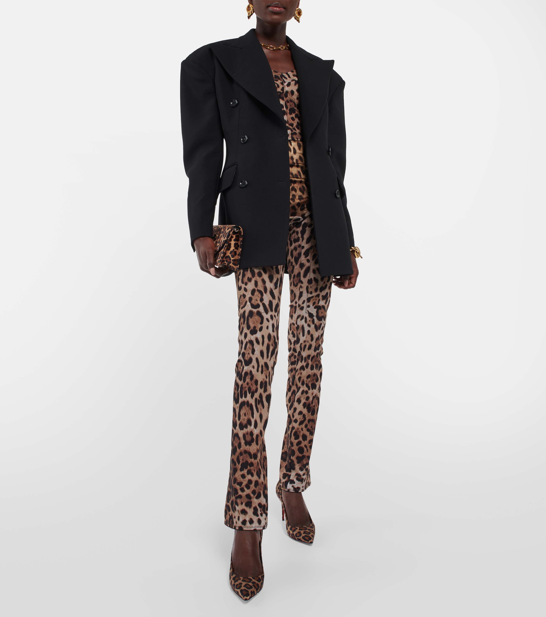 CHRISTIAN LOUBOUTIN Loubi54 leopard-print satin clutch