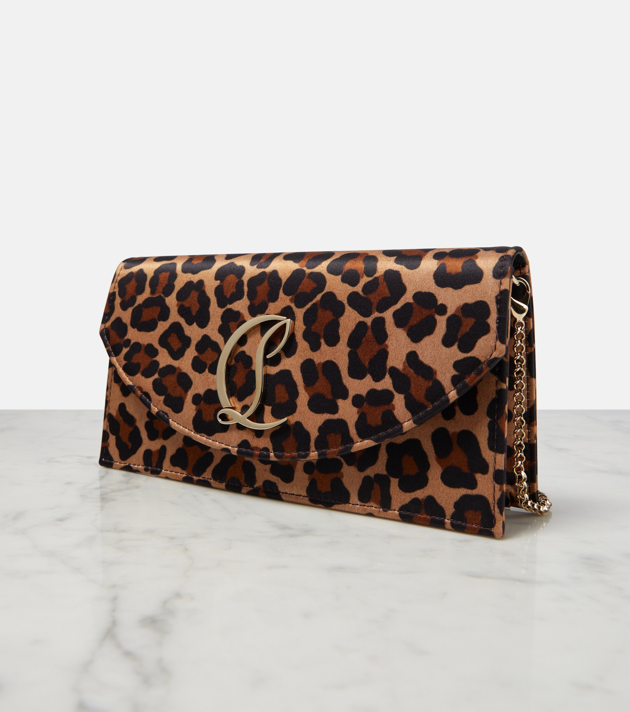 CHRISTIAN LOUBOUTIN Loubi54 leopard-print satin clutch