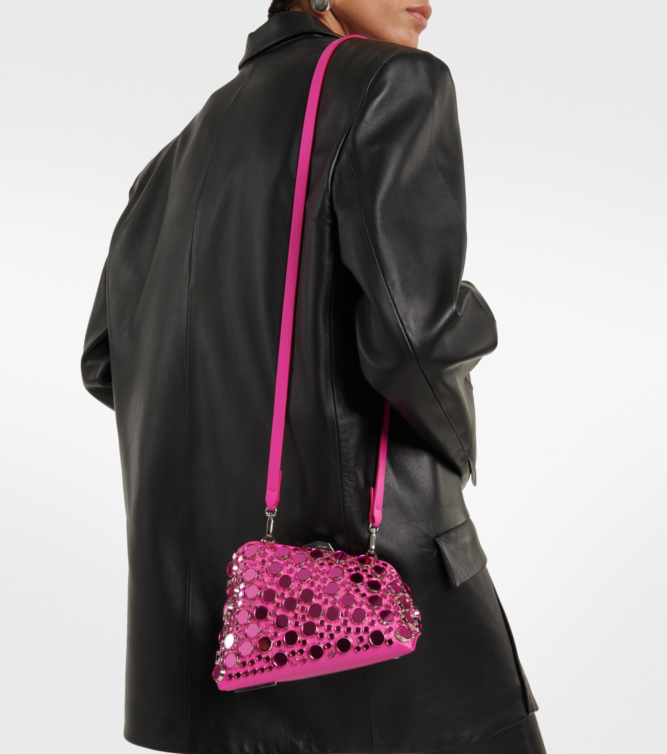 THE ATTICO Midnight studded leather clutch