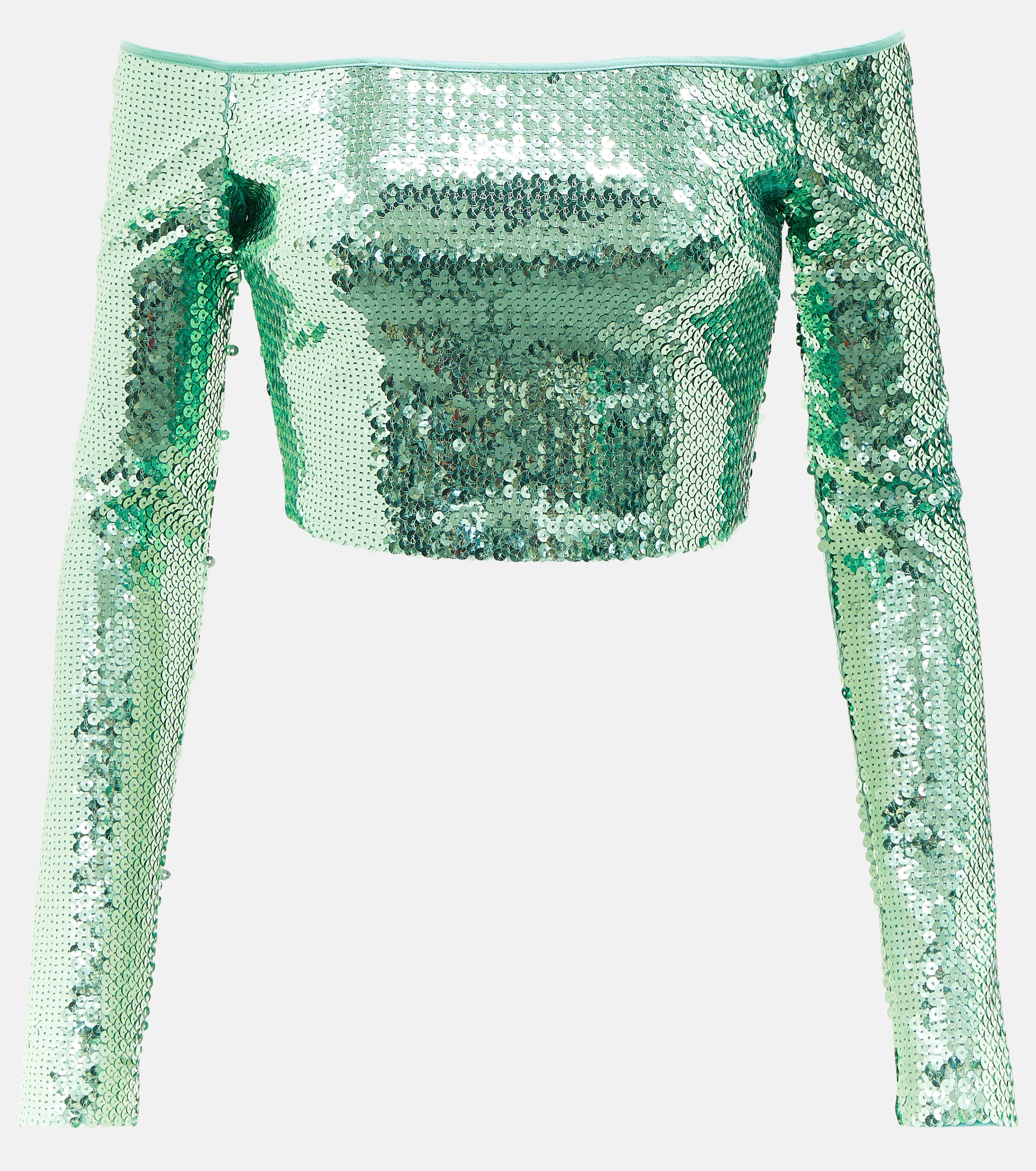 David Koma Sequined off-shoulder crop top