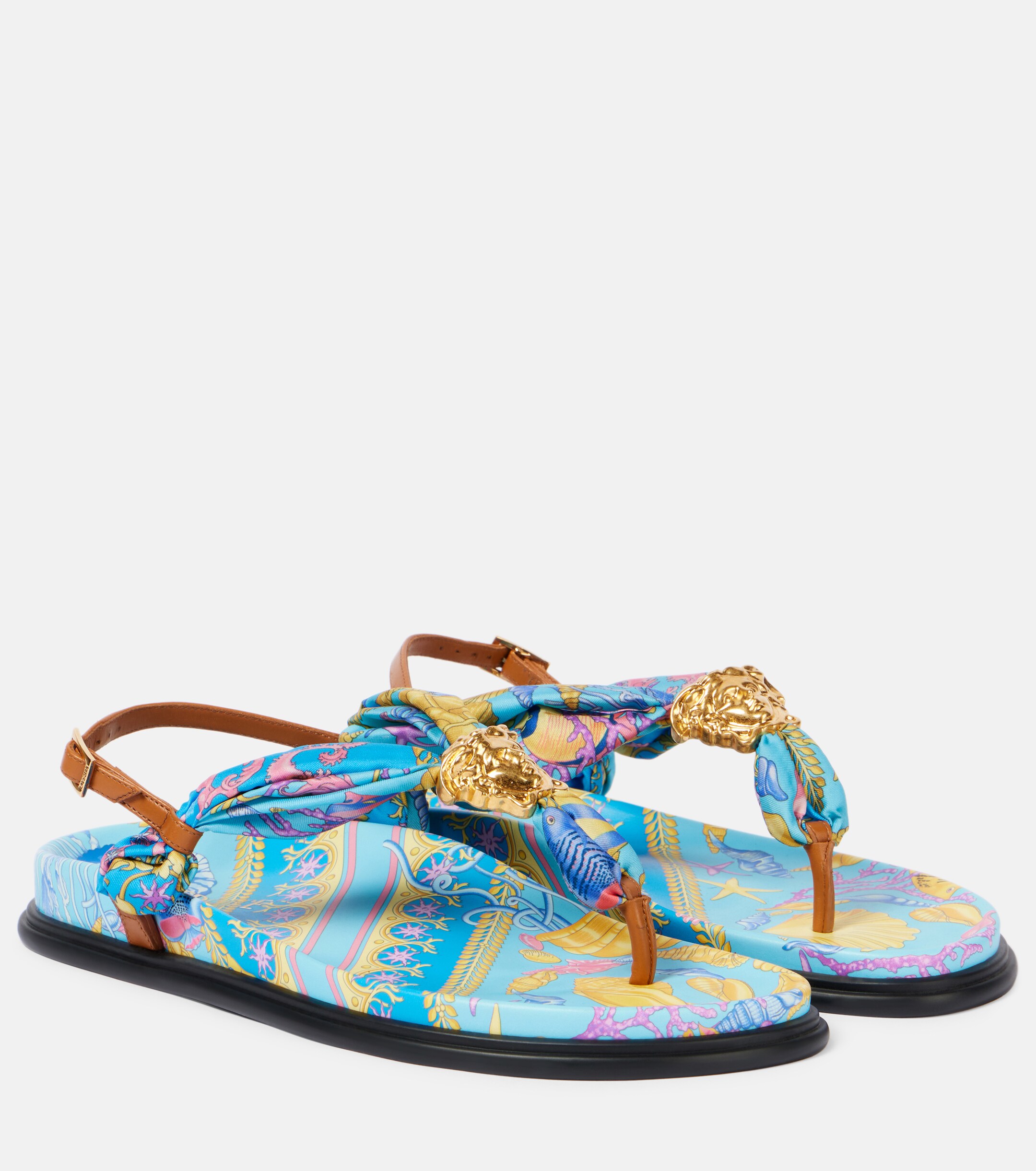 Versace La Medusa printed thong sandals Plush