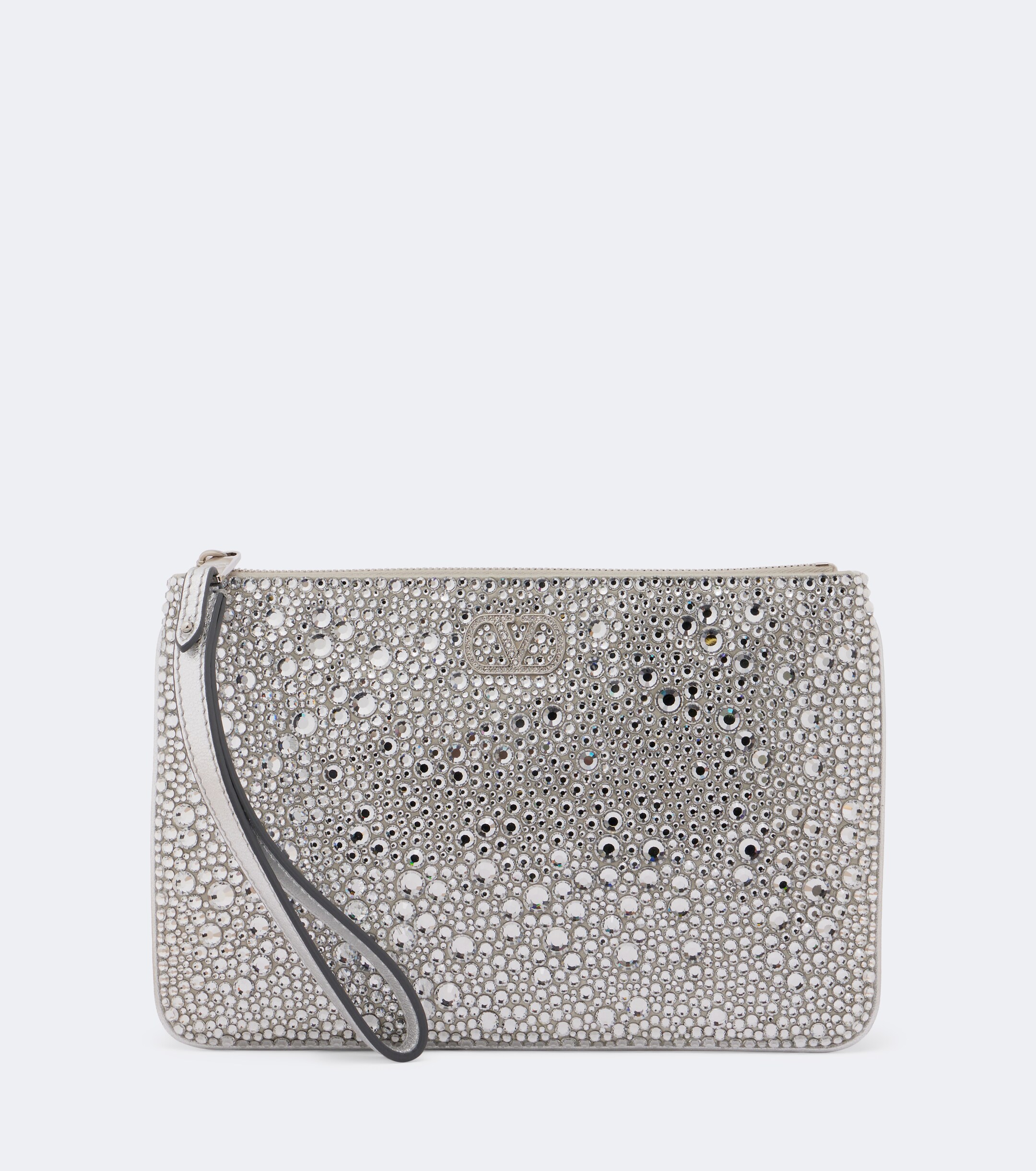 Valentino Garavani VLogo Swarovski®-embellished leather pouch