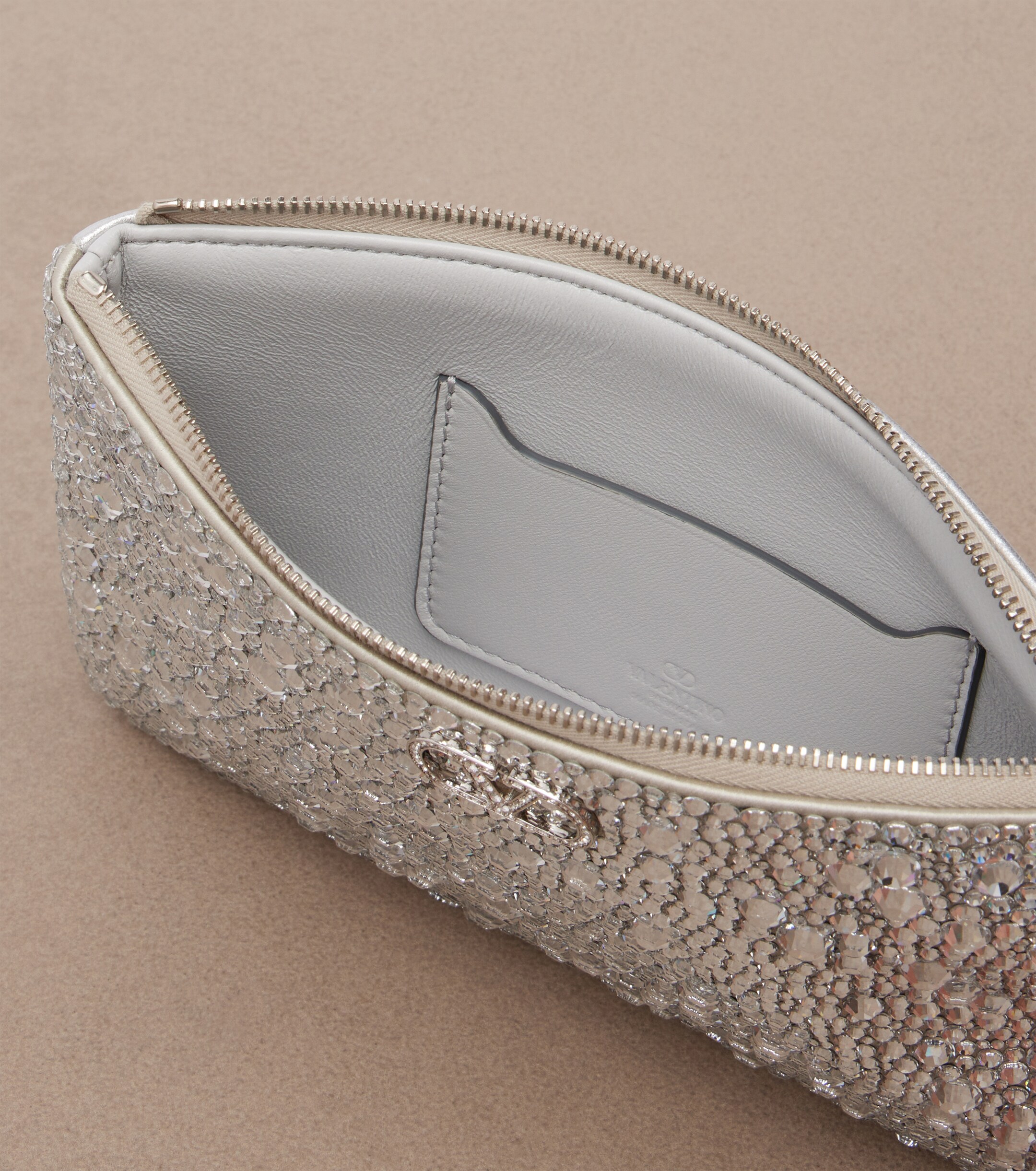 Valentino Garavani VLogo Swarovski®-embellished leather pouch thumbnail