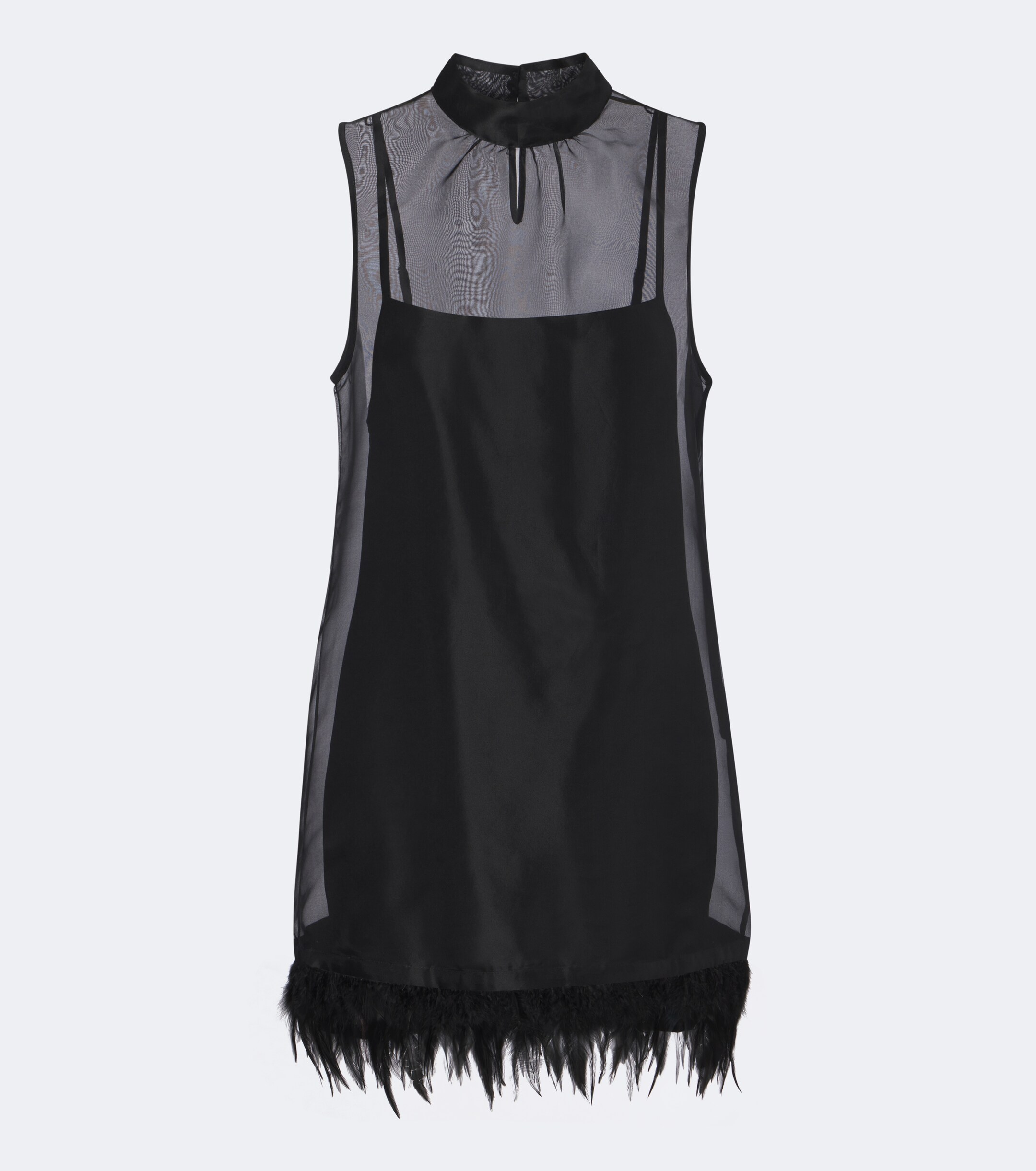 Staud Staud Albee feather-trimmed silk minidress