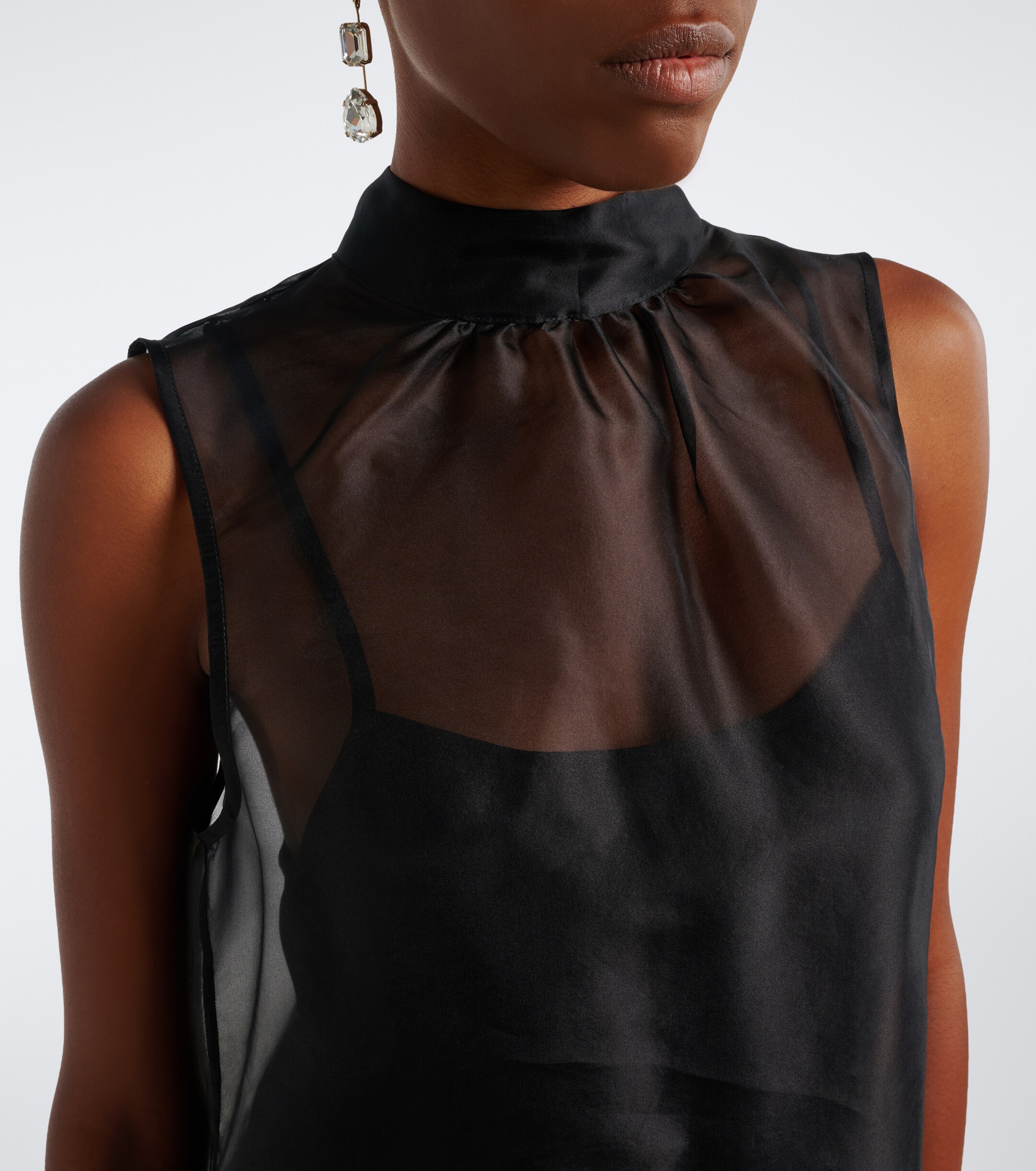 Staud Staud Albee feather-trimmed silk minidress